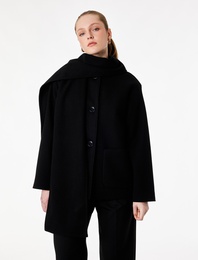 Uzun Kollu Şal Yaka Mevsimlik İnce Kaşe Ceket