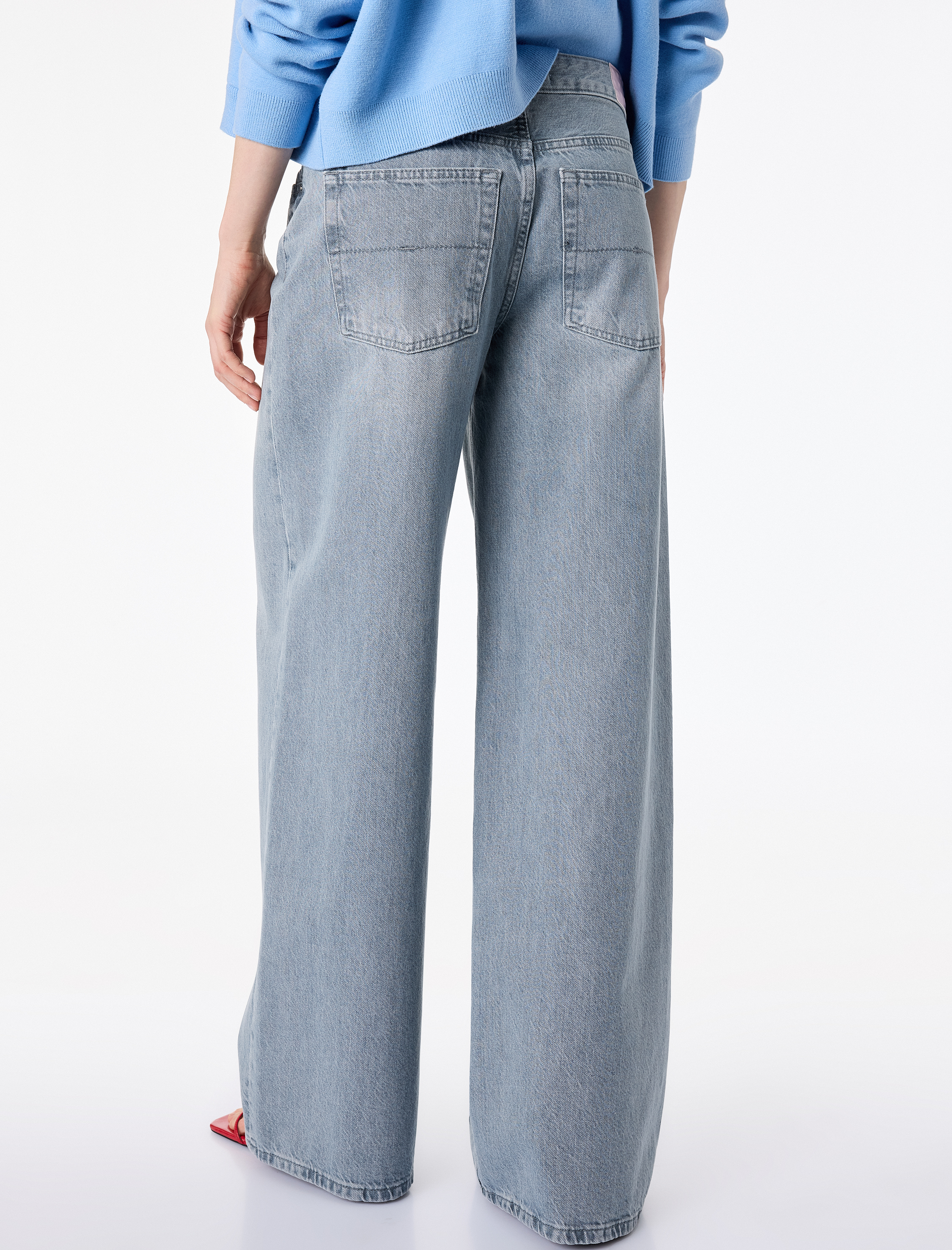   Düz Paça Yüksek Bel Cepli Bol Kalıp Denim Pantolon - Loose Straight Fit Jean