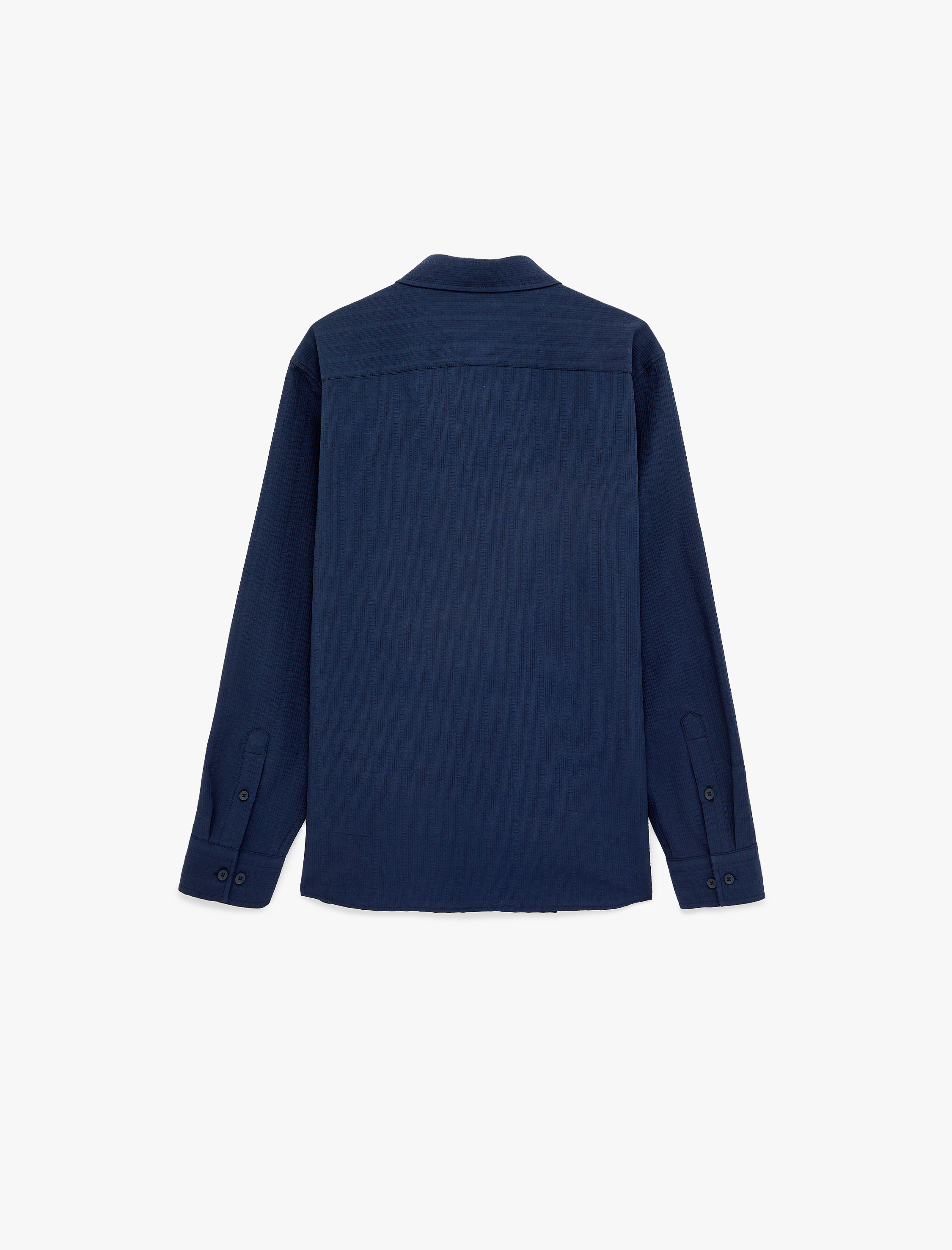   Regular Fit Klasik Yaka Düğmeli Dokulu Uzun Kollu Gömlek