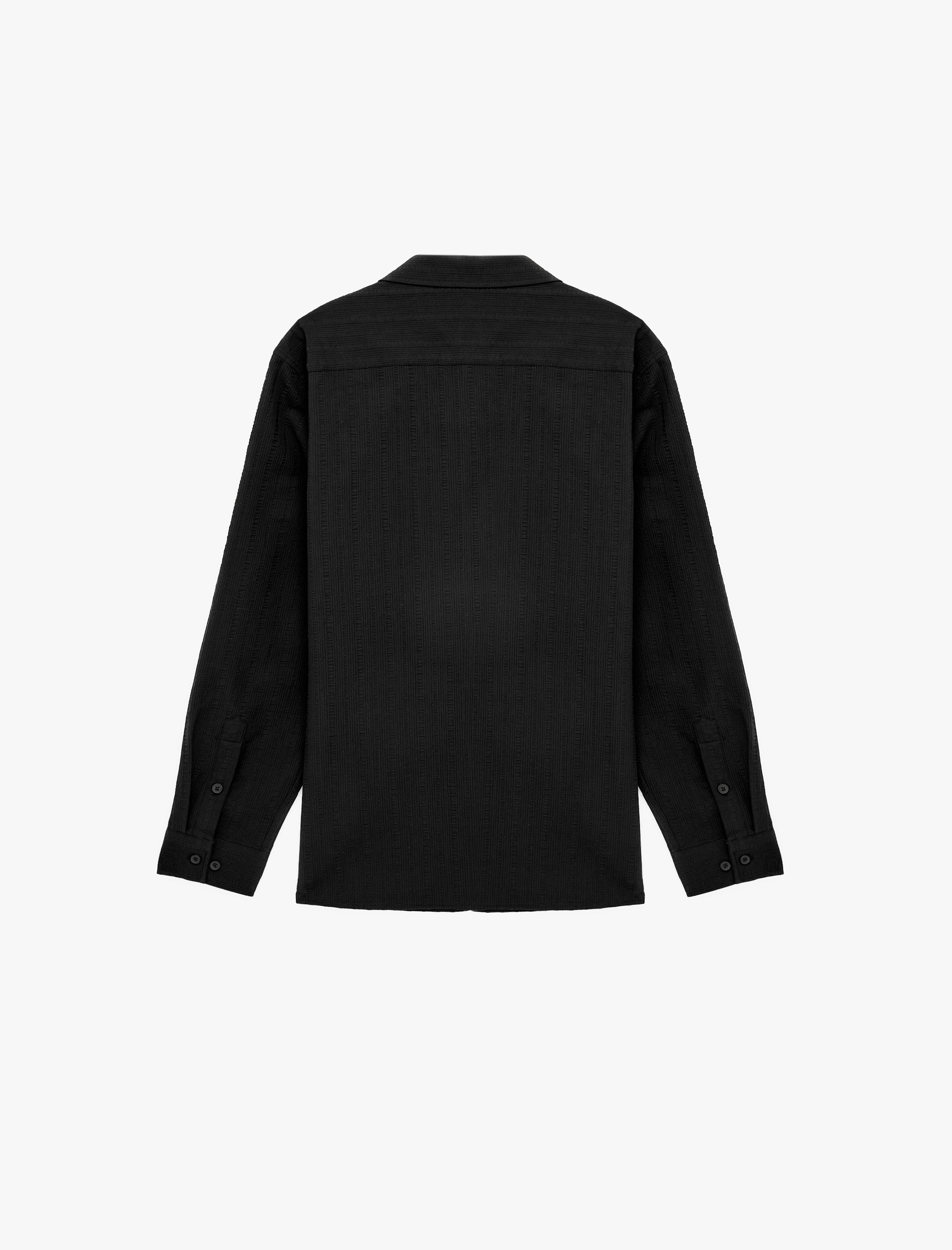   Regular Fit Klasik Yaka Düğmeli Dokulu Uzun Kollu Gömlek