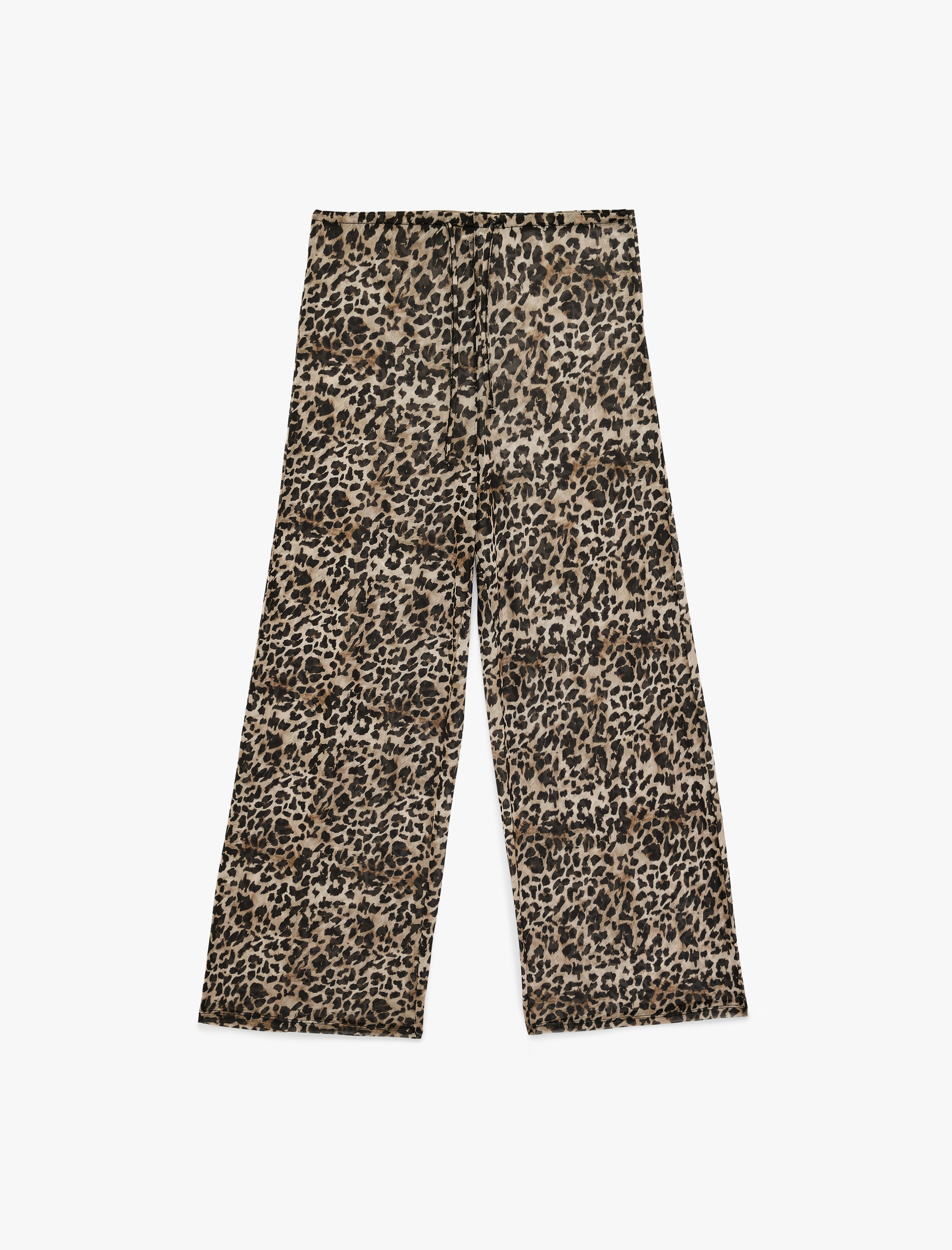   Bol Paça Leopar Desenli Tül Plaj Pantolonu
