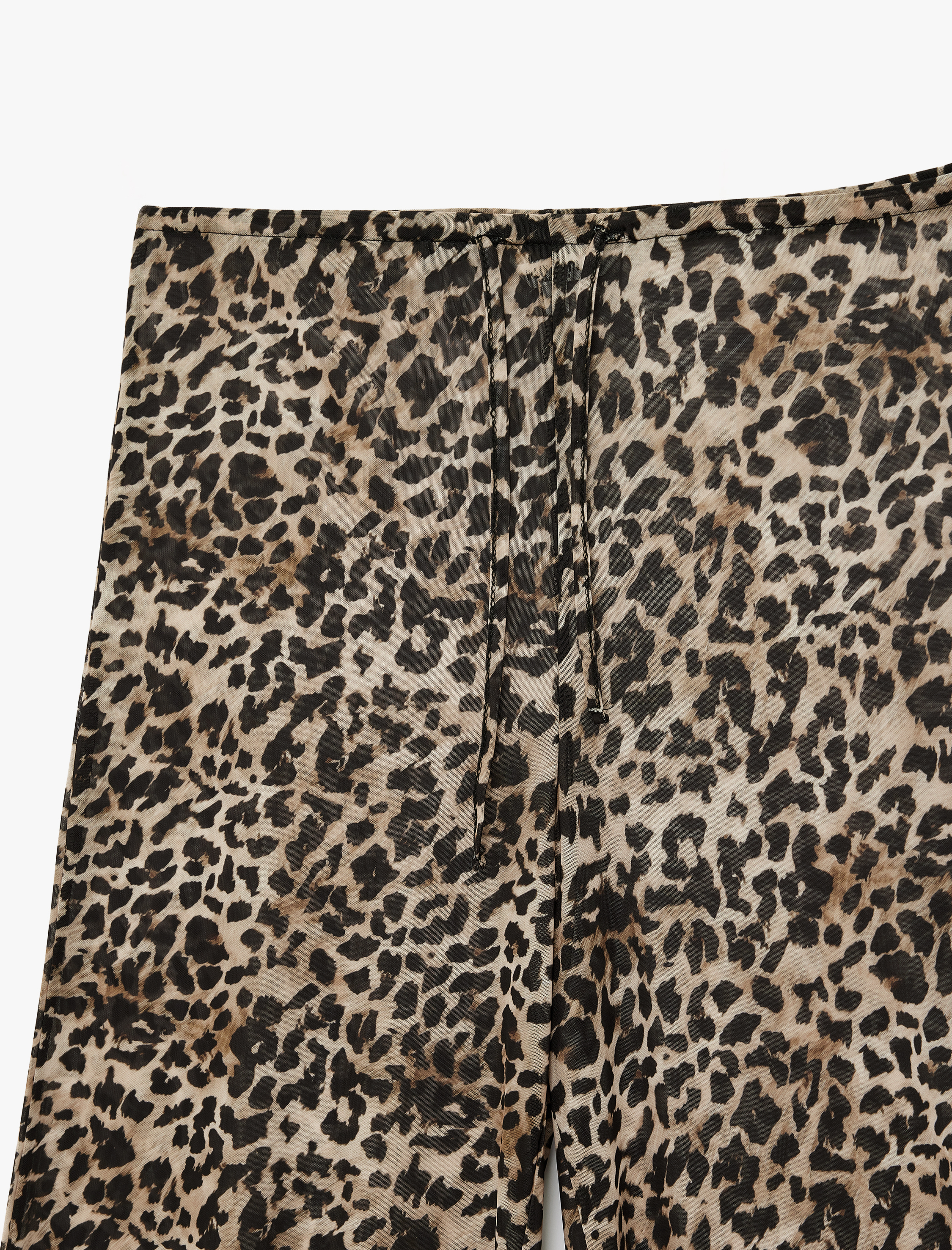   Bol Paça Leopar Desenli Tül Plaj Pantolonu