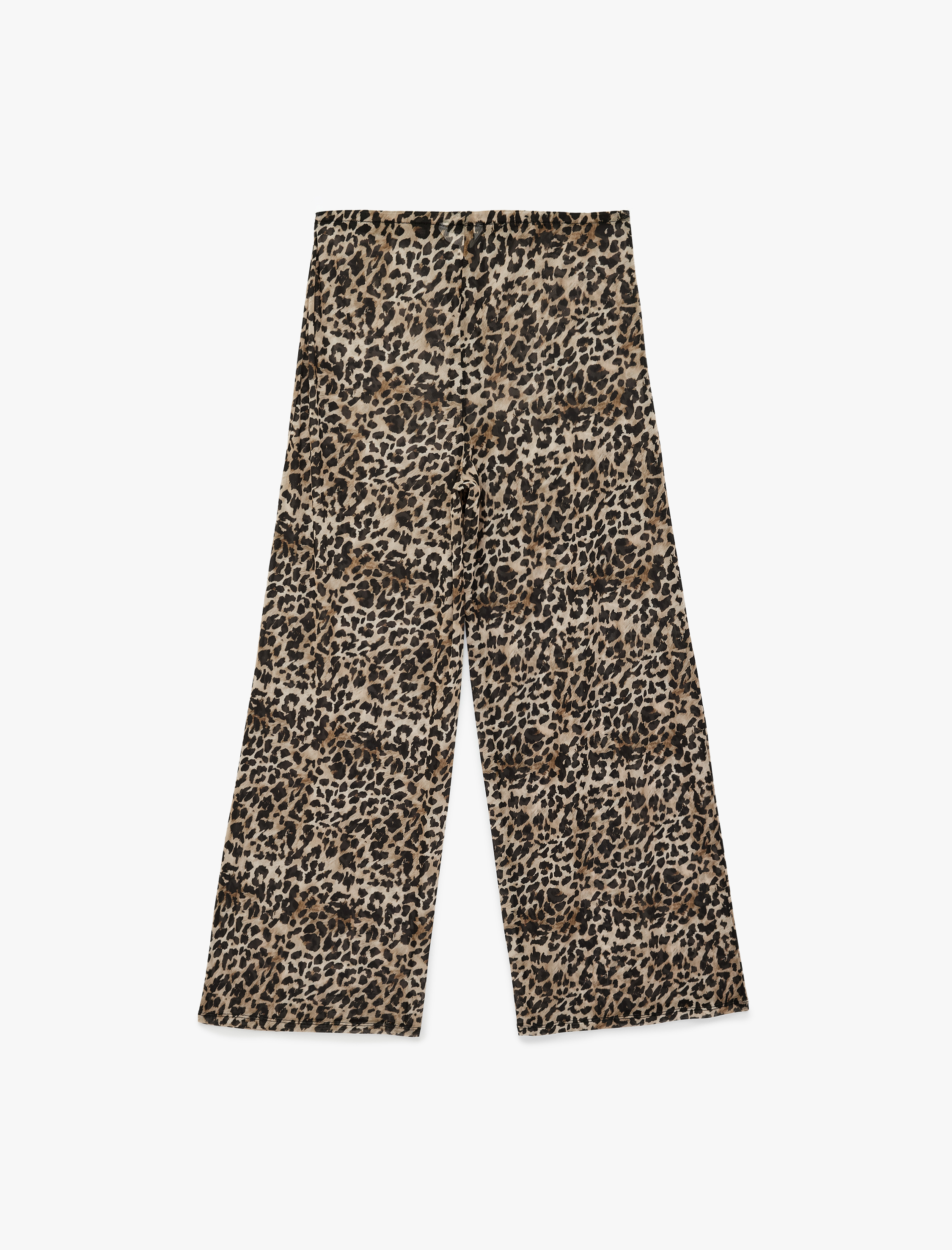   Bol Paça Leopar Desenli Tül Plaj Pantolonu