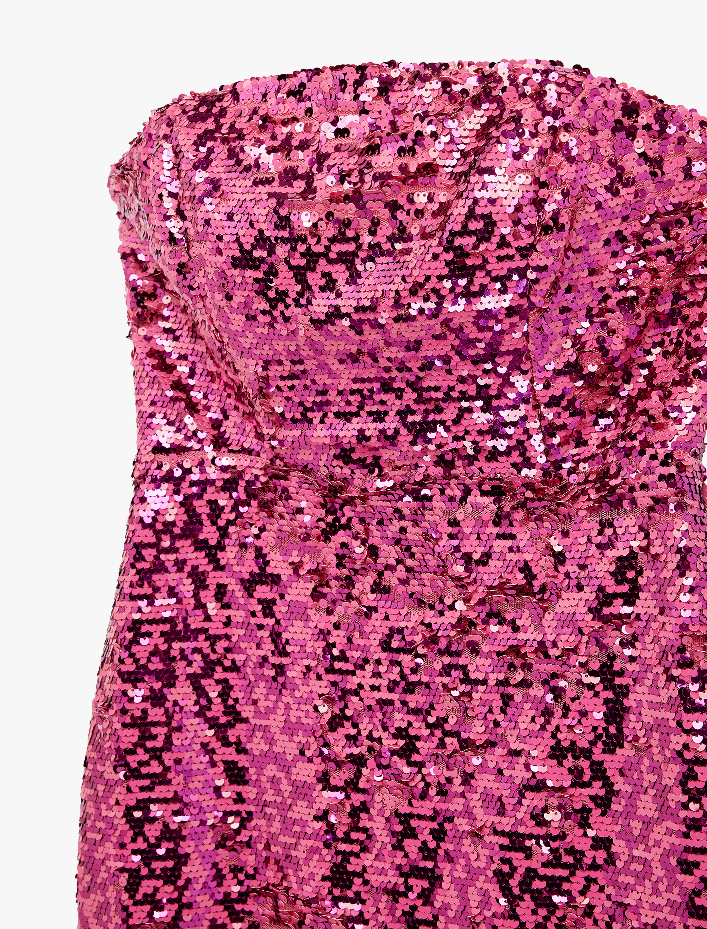   Pullu Payetli Kolsuz Straplez Yaka Bodycon Mini Abiye Elbise