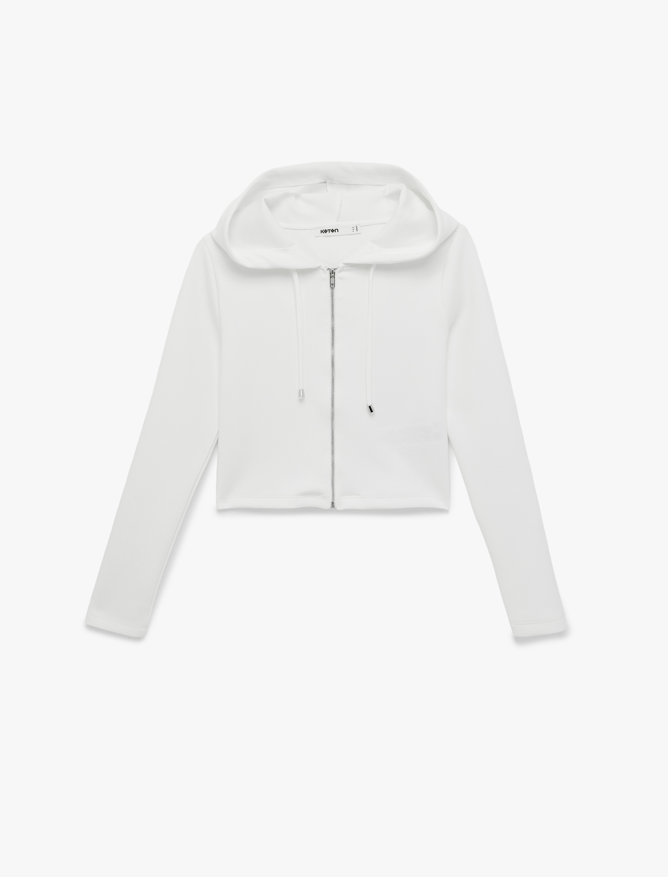   Fermuarlı Uzun Kollu Kapüşonlu Hırka