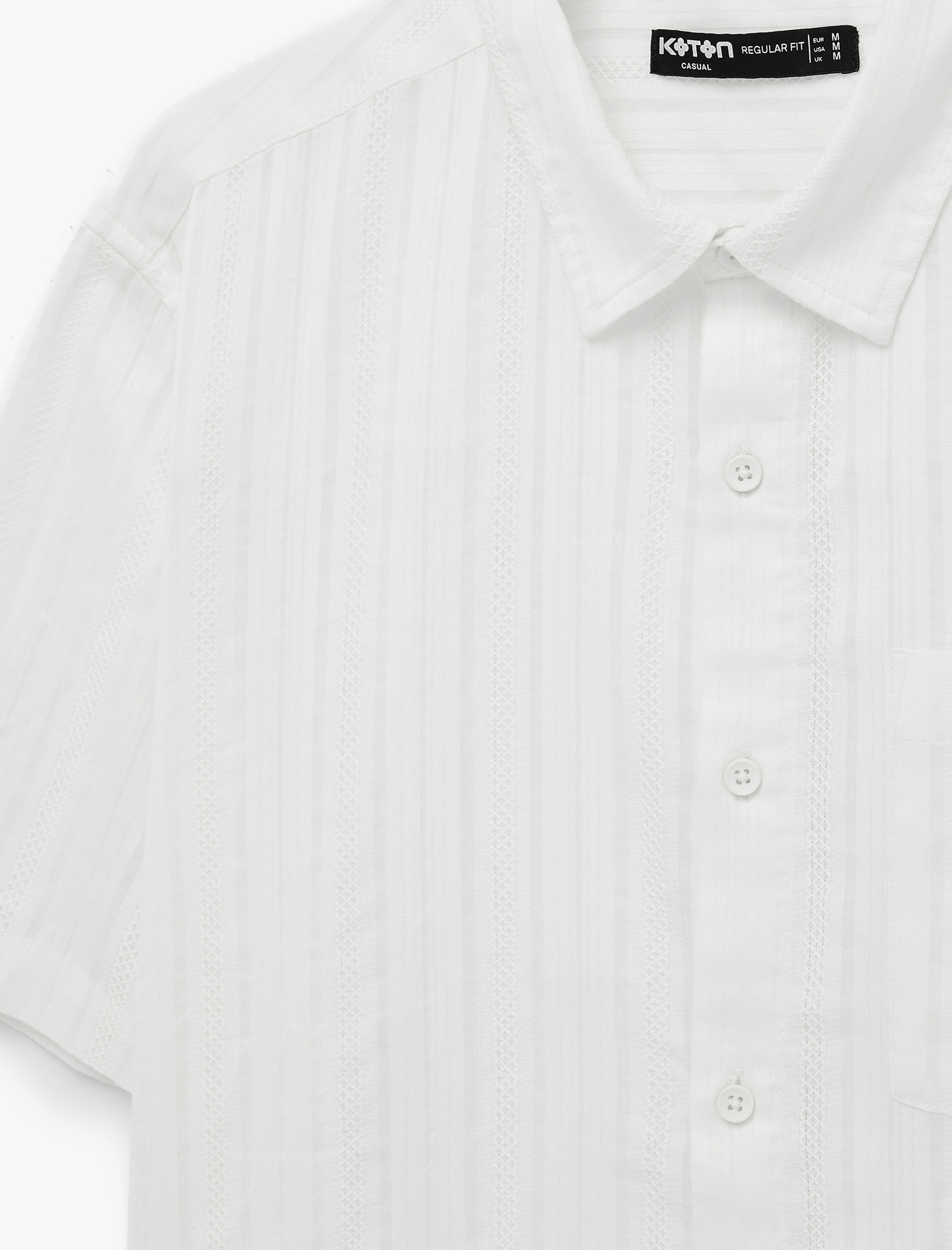 Regular Fit Kısa Kollu Dokulu Klasik Yaka Gömlek - Görsel 5