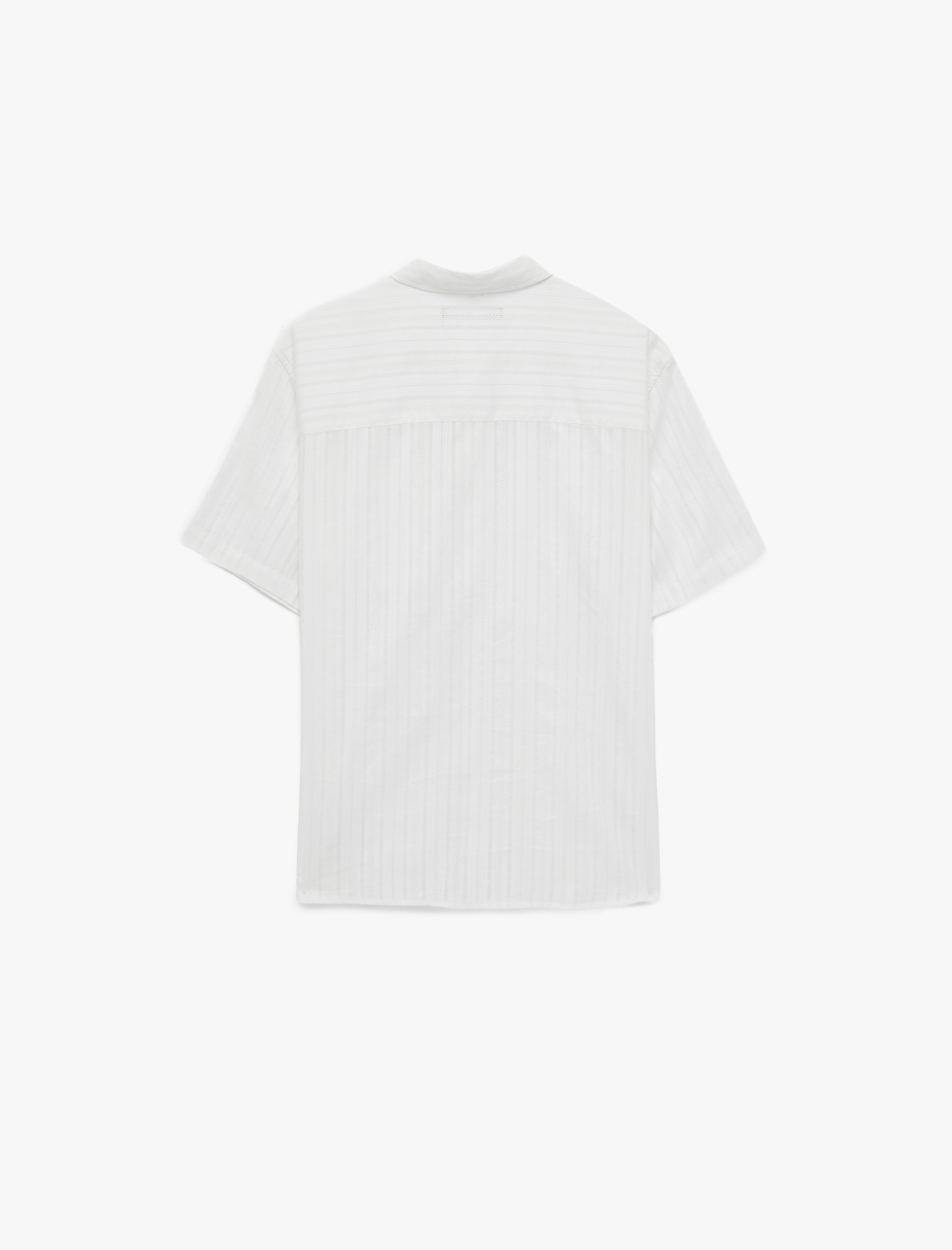 Regular Fit Kısa Kollu Dokulu Klasik Yaka Gömlek - Görsel 4