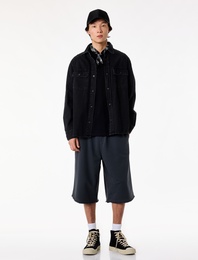 Rahat Kalıp Cepli Üç İplik Pamuklu Beli Bağcıklı Kapri Şort