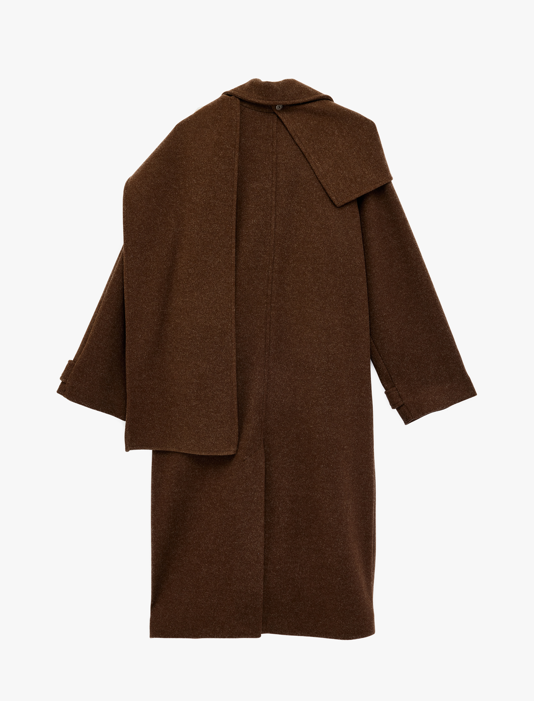   Uzun Kollu Cepli Düğmeli Atkılı Kaşe Kaban