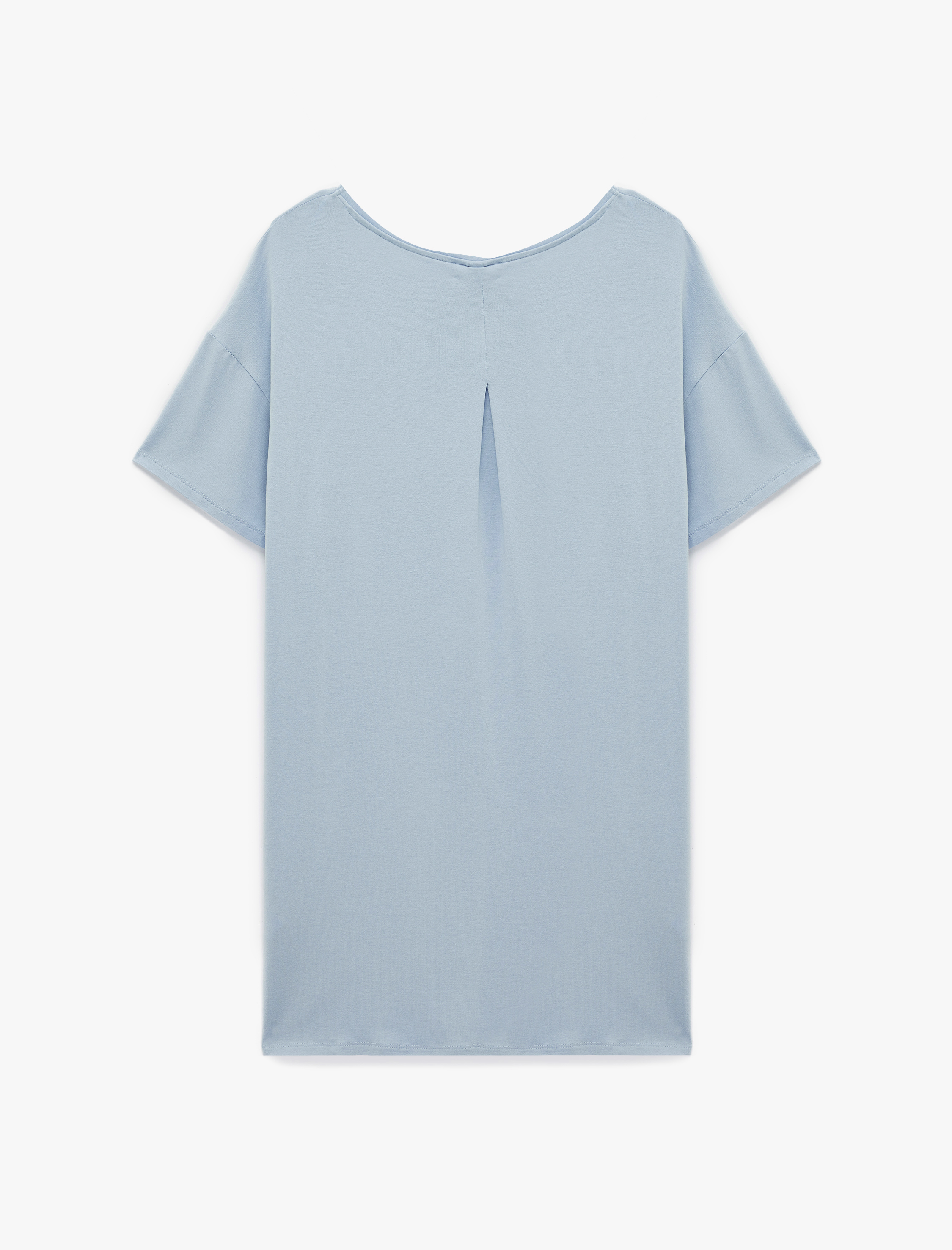   Cepli Bisiklet Yaka Kısa Kollu Viskon Gecelik