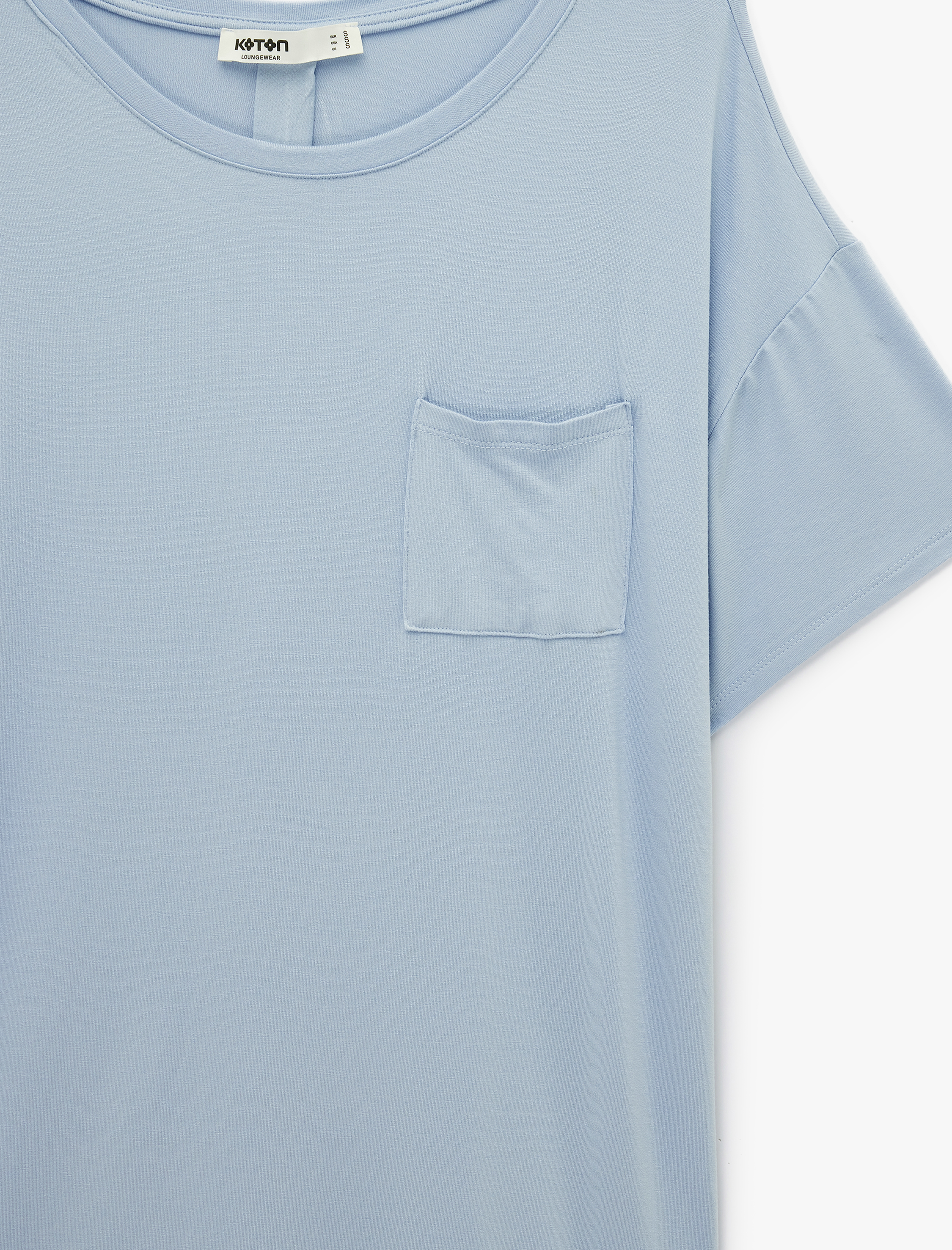   Cepli Bisiklet Yaka Kısa Kollu Viskon Gecelik