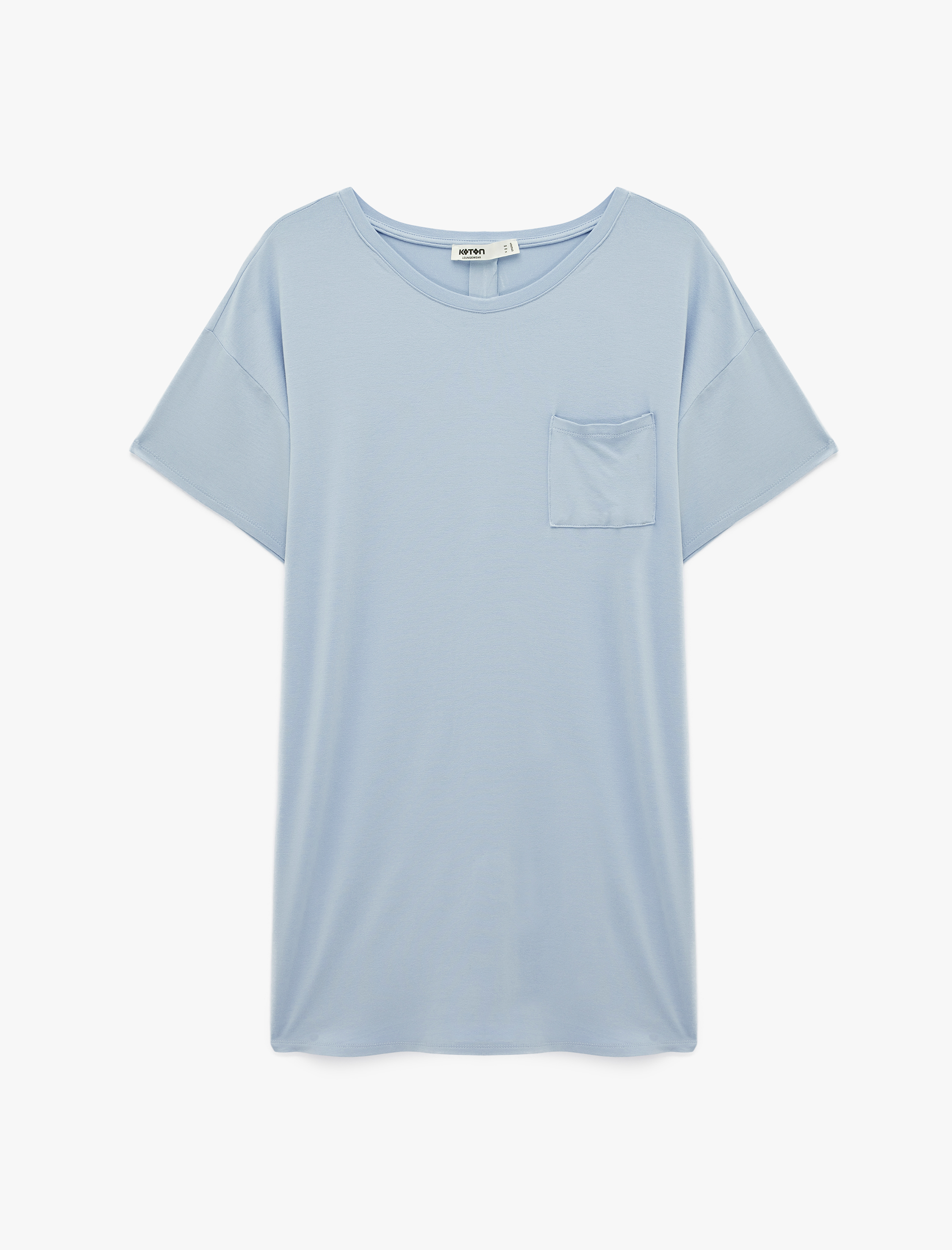   Cepli Bisiklet Yaka Kısa Kollu Viskon Gecelik