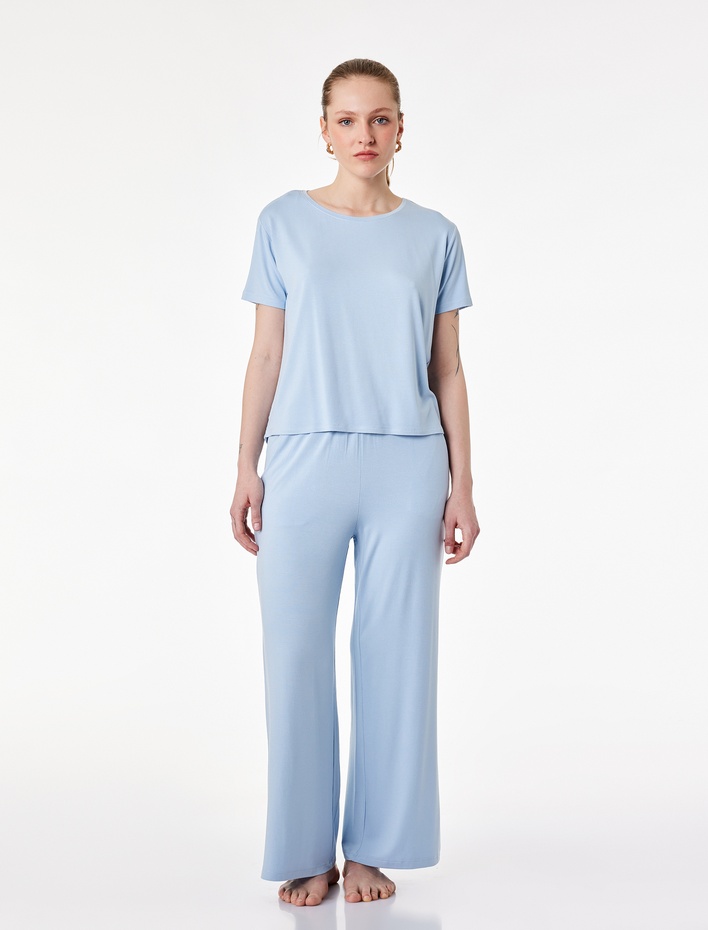  Beli Lastikli Cepli Viskon Pijama Altı