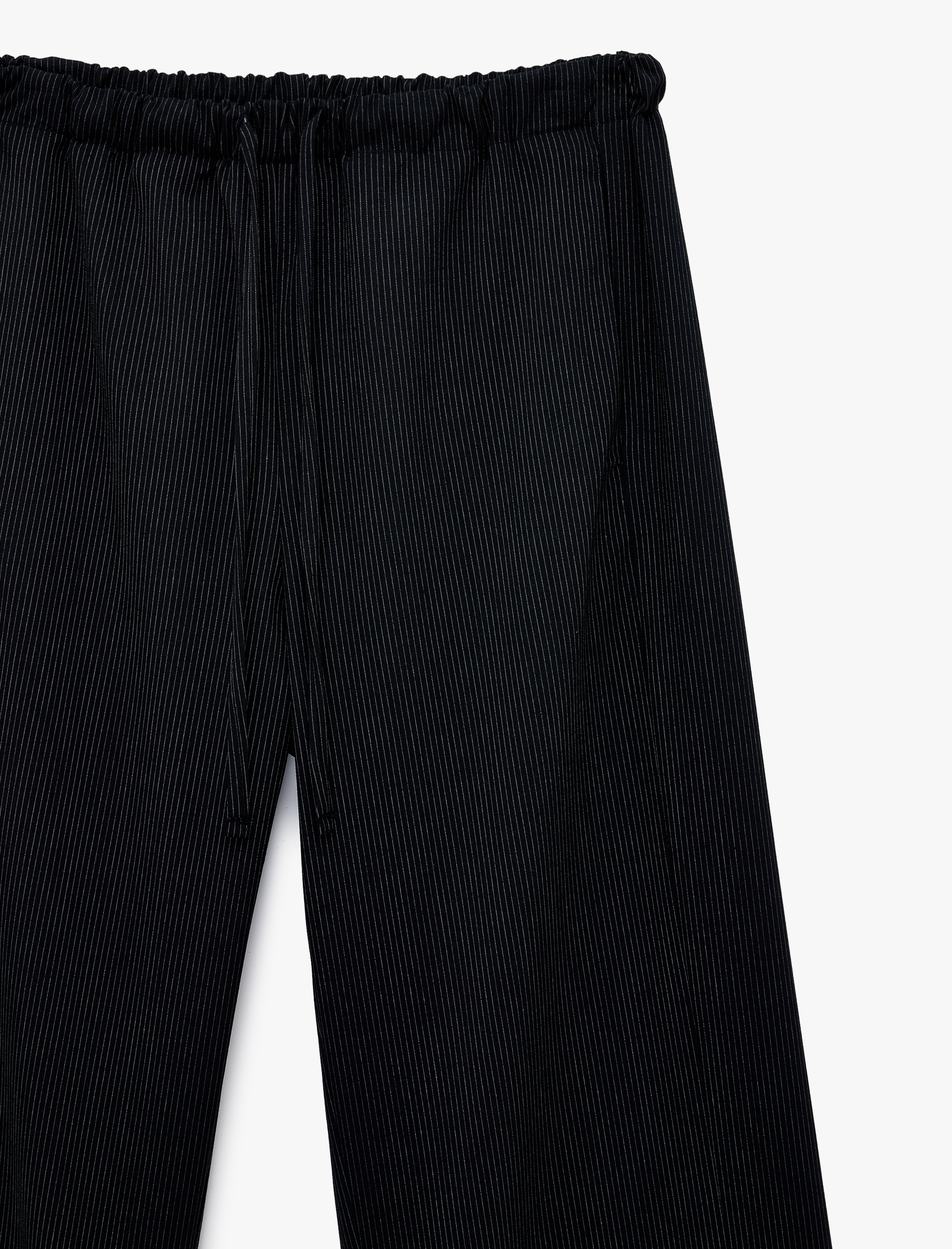   Beli Bağlamalı Lastikli Straight Fit Düz Bol Paça Pantolon