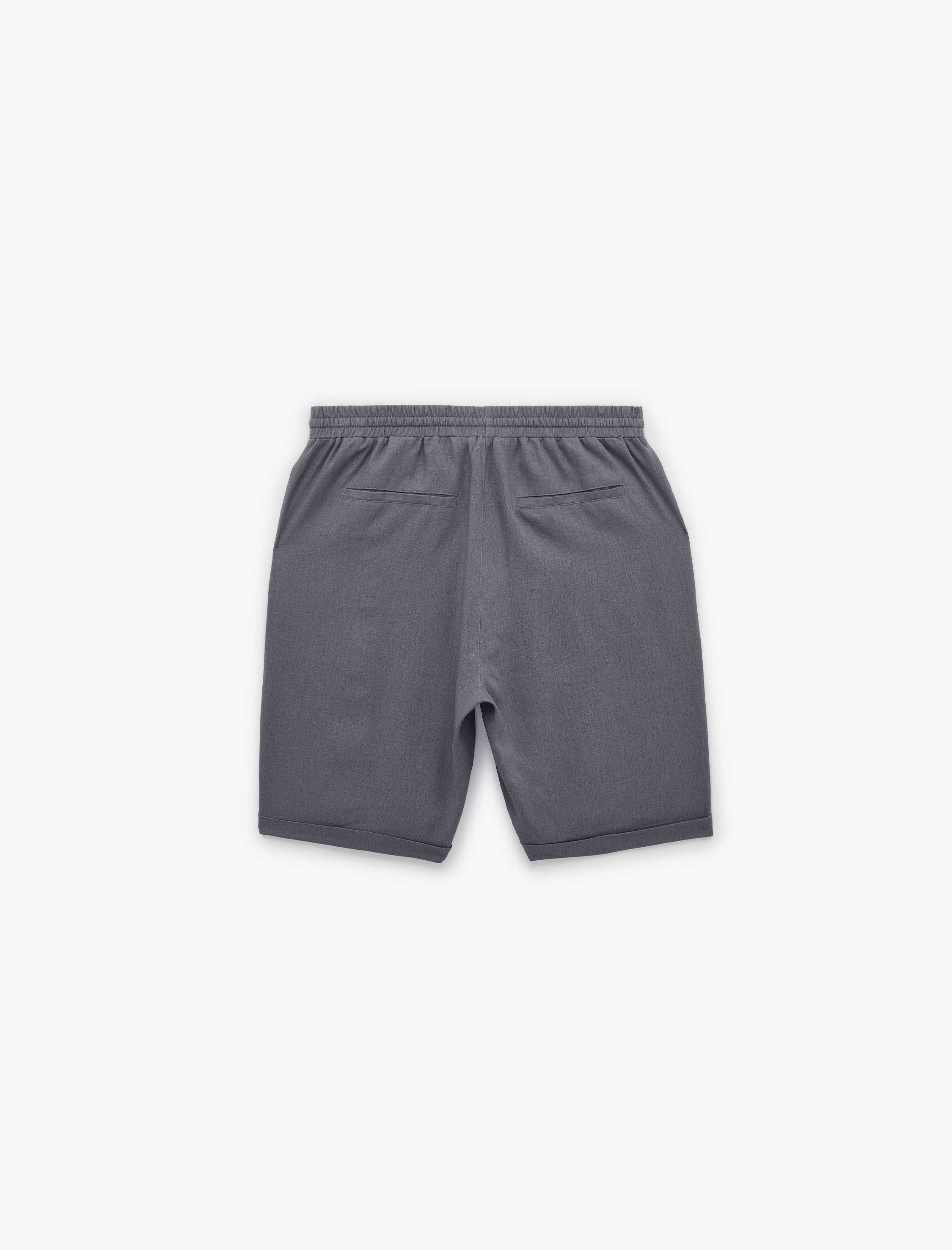   Regular Fit Cepli Bermuda Viskon Keten Karışımlı Beli Bağcıklı Şort