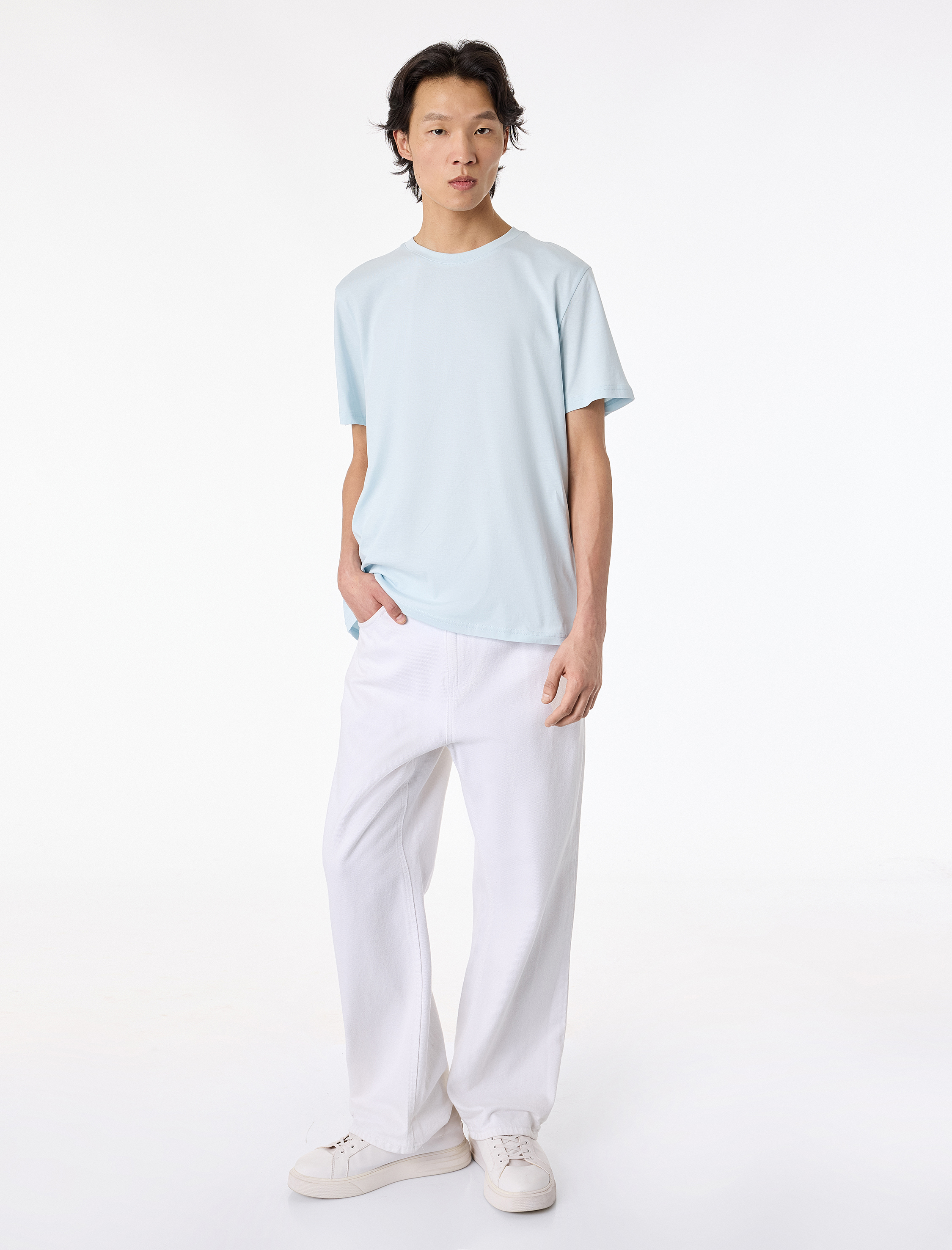   Regular Fit Kısa Kollu Bisiklet Yaka Basic Pamuklu Tişört