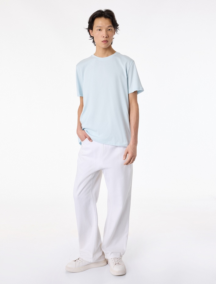  Regular Fit Kısa Kollu Bisiklet Yaka Basic Pamuklu Tişört