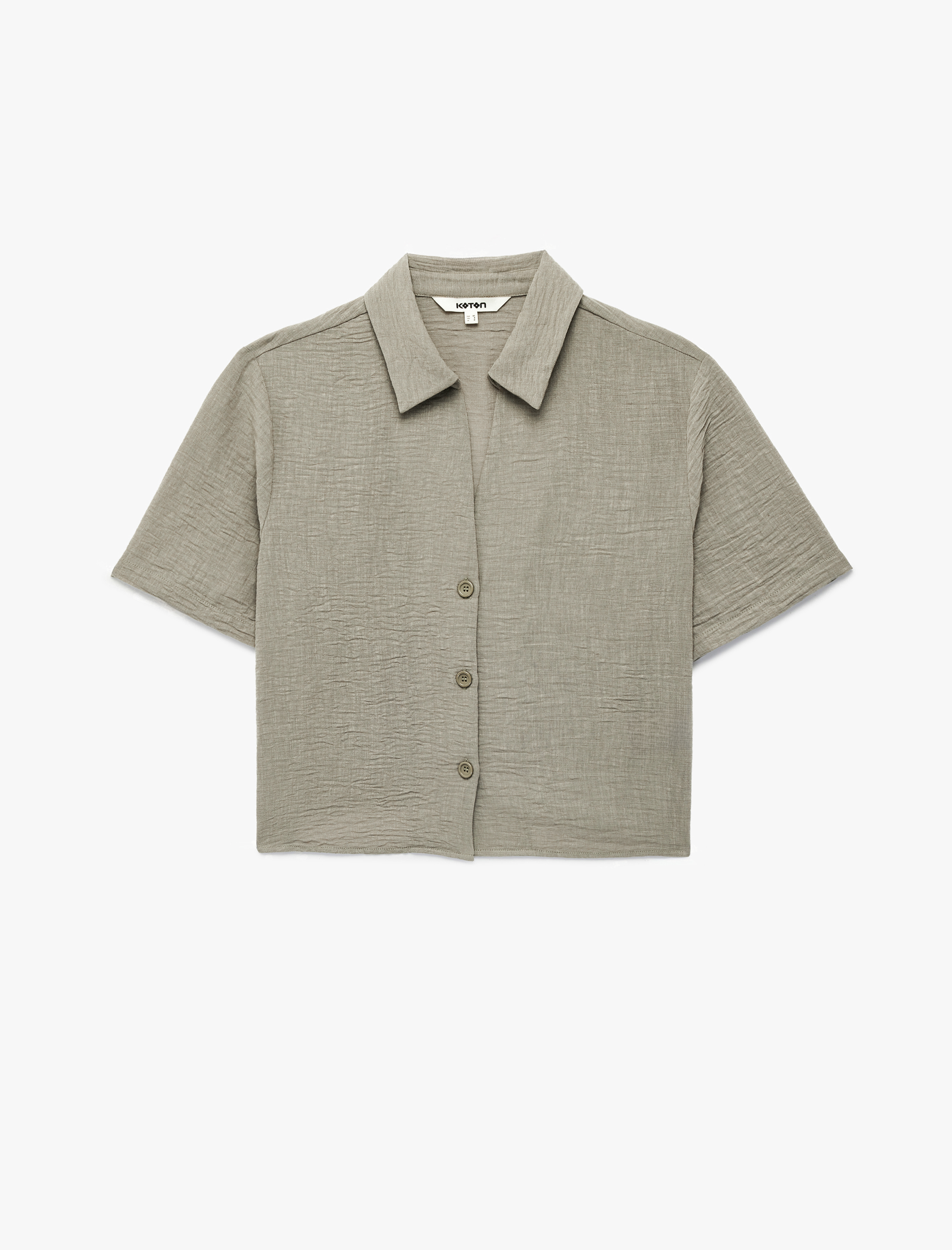   Keten Görünümlü Klasik Yaka Kısa Kollu Gömlek