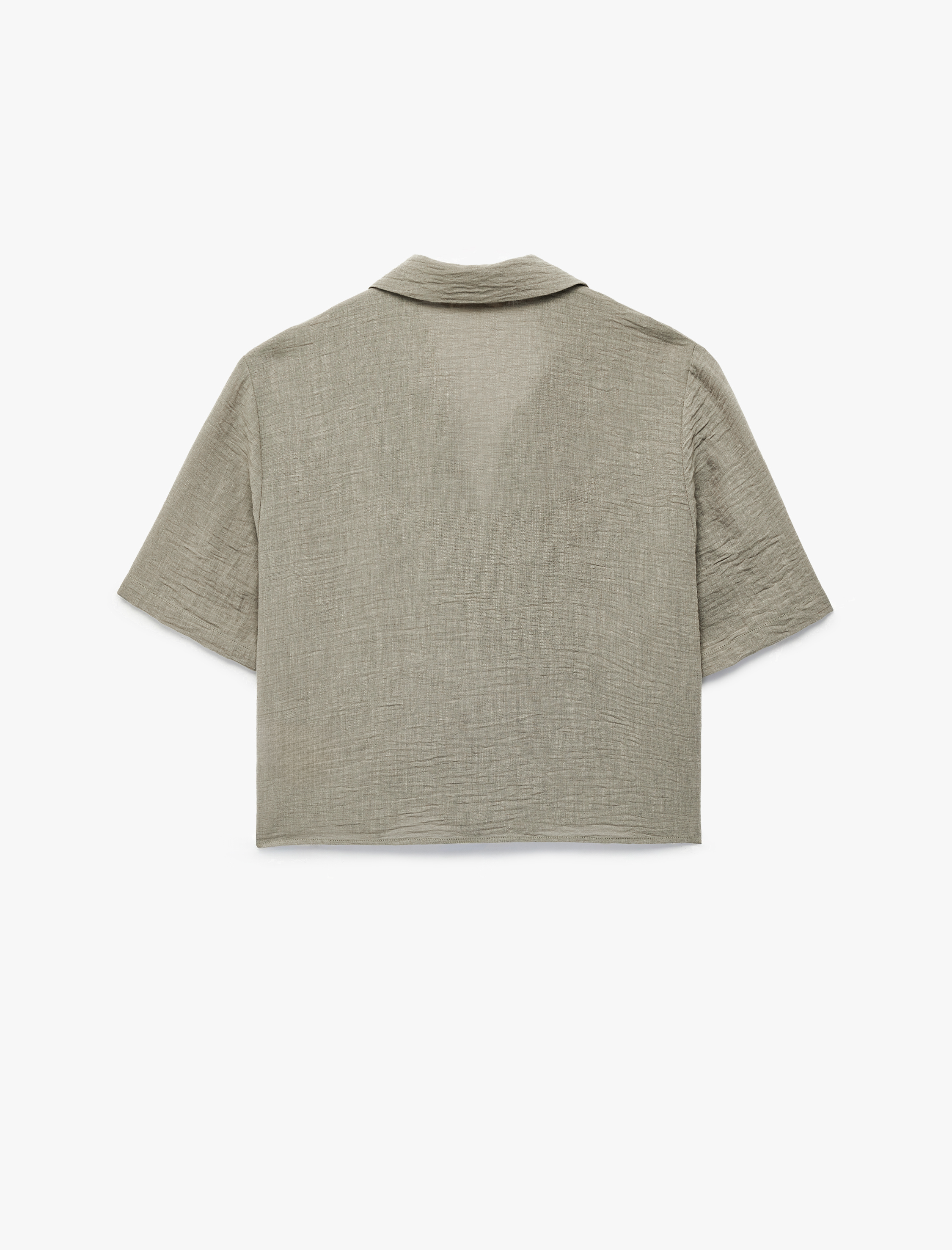   Keten Görünümlü Klasik Yaka Kısa Kollu Gömlek