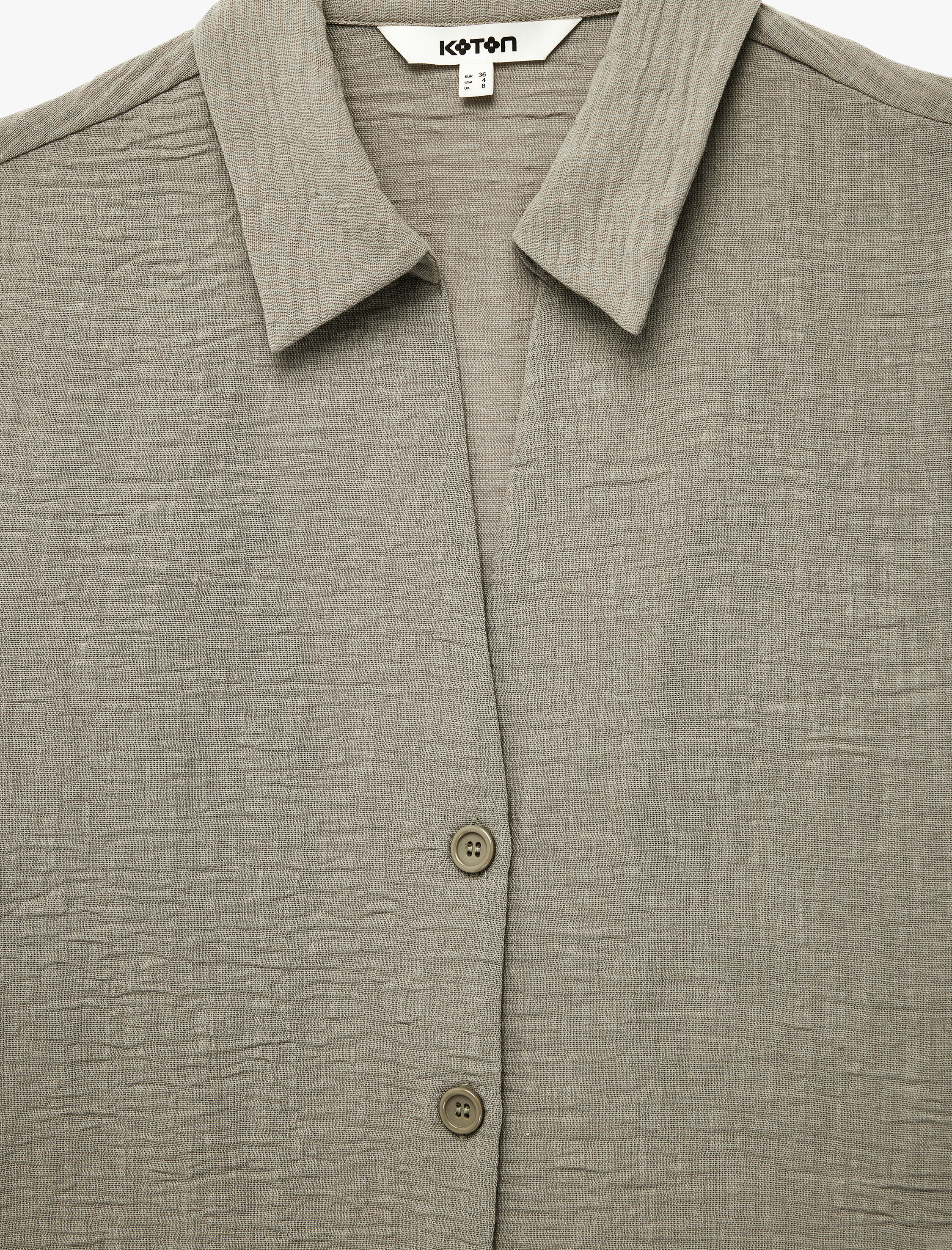   Keten Görünümlü Klasik Yaka Kısa Kollu Gömlek