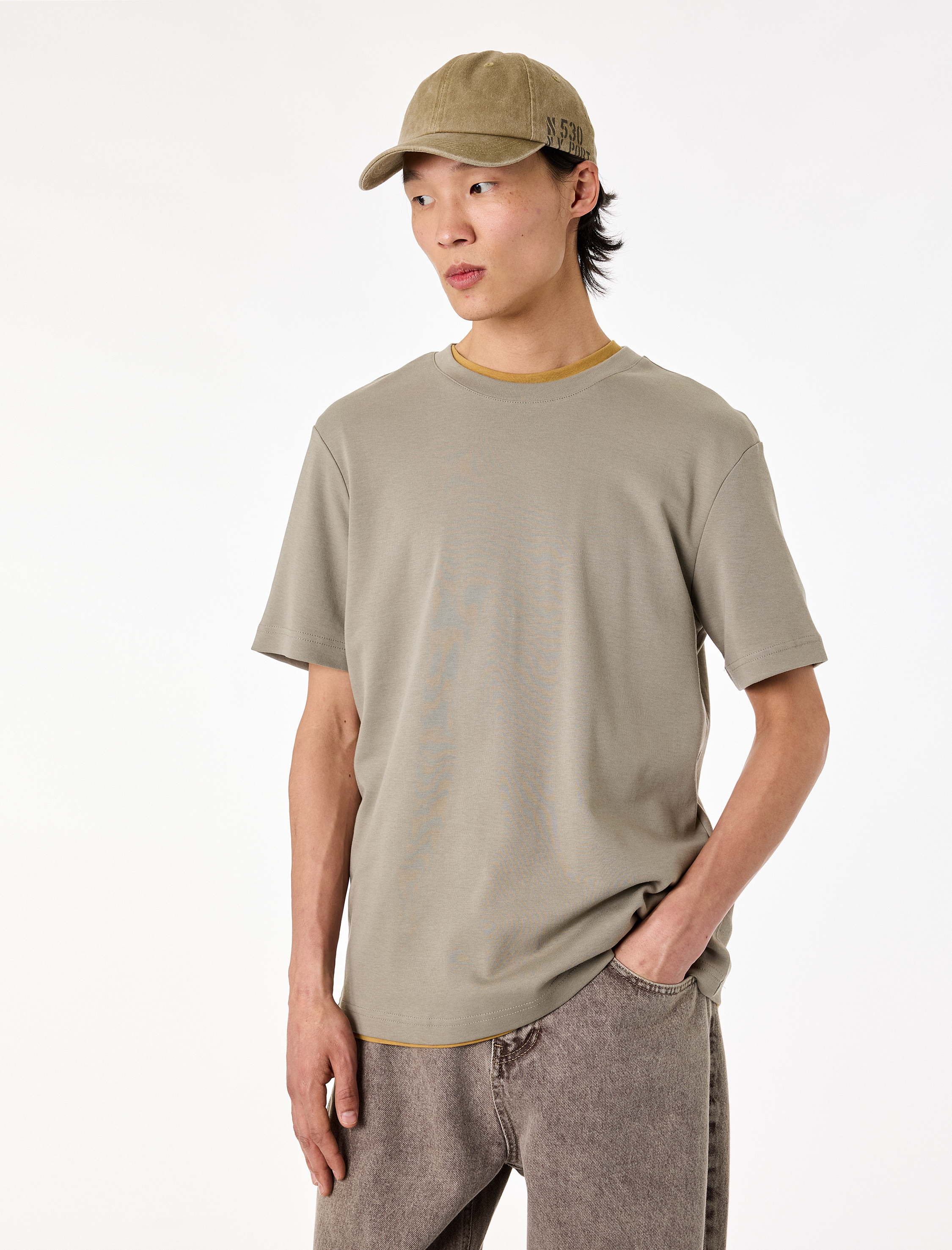 Regular Fit Kısa Kollu Pamuklu Bisiklet Yaka Tişört - Görsel 2