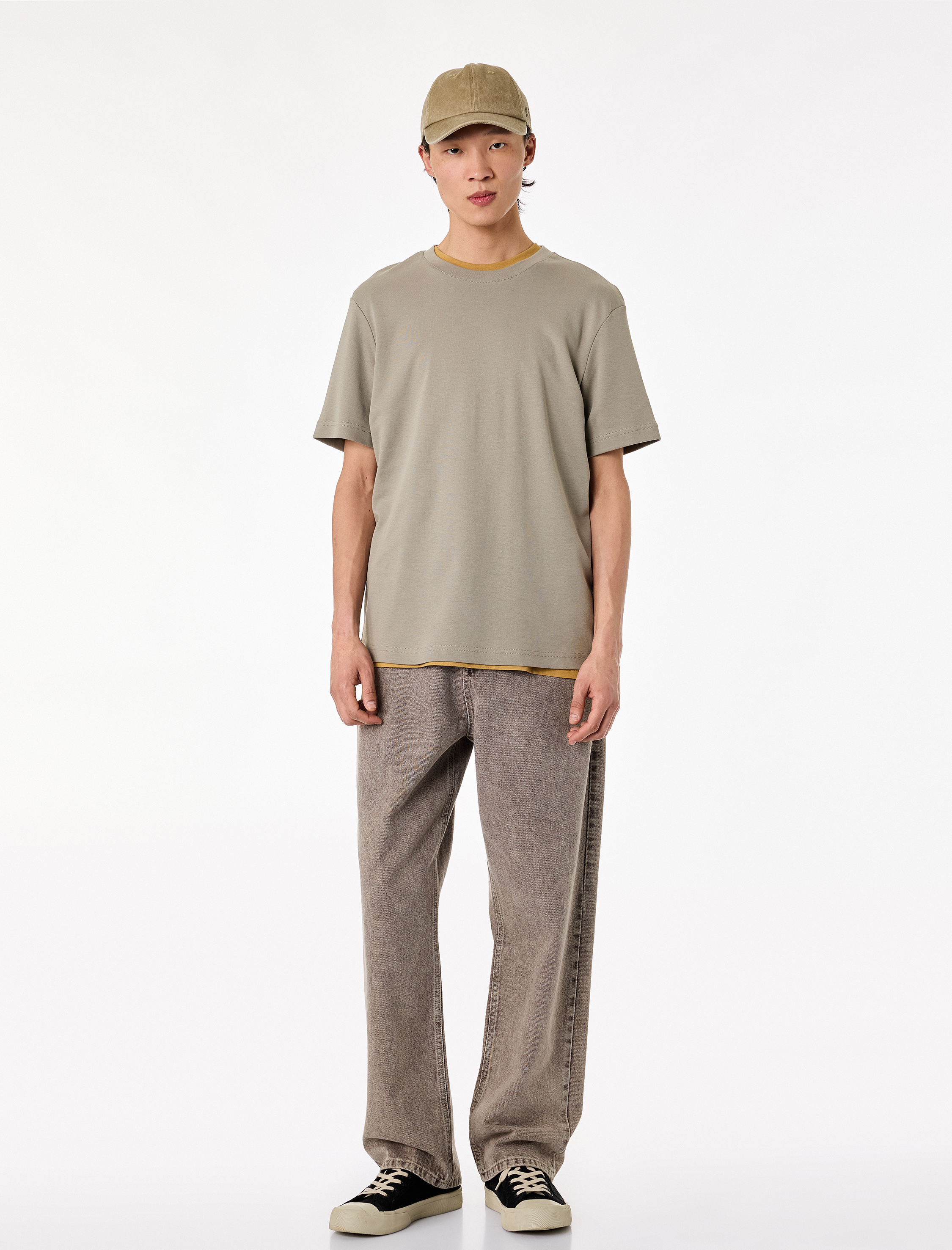 Regular Fit Kısa Kollu Pamuklu Bisiklet Yaka Tişört