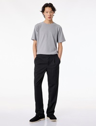 Kısa Kollu Dokulu Bisiklet Yaka Slim Fit Tişört