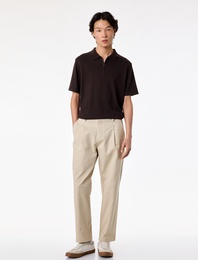 Regular Fit Viskon Yarım Fermuarlı Kısa Kollu Triko Tişört