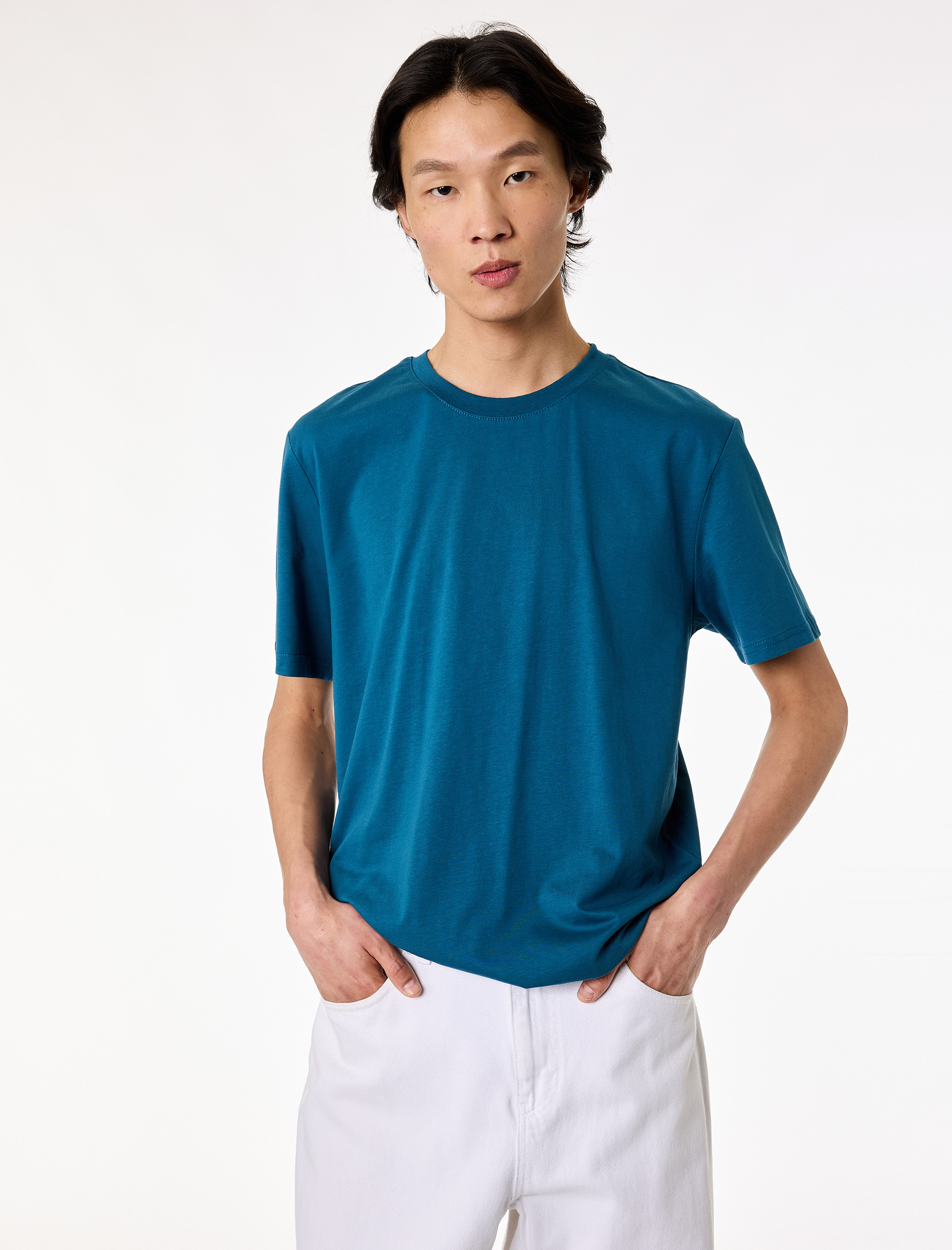   Regular Fit Kısa Kollu Bisiklet Yaka Pamuklu Basic Tişört