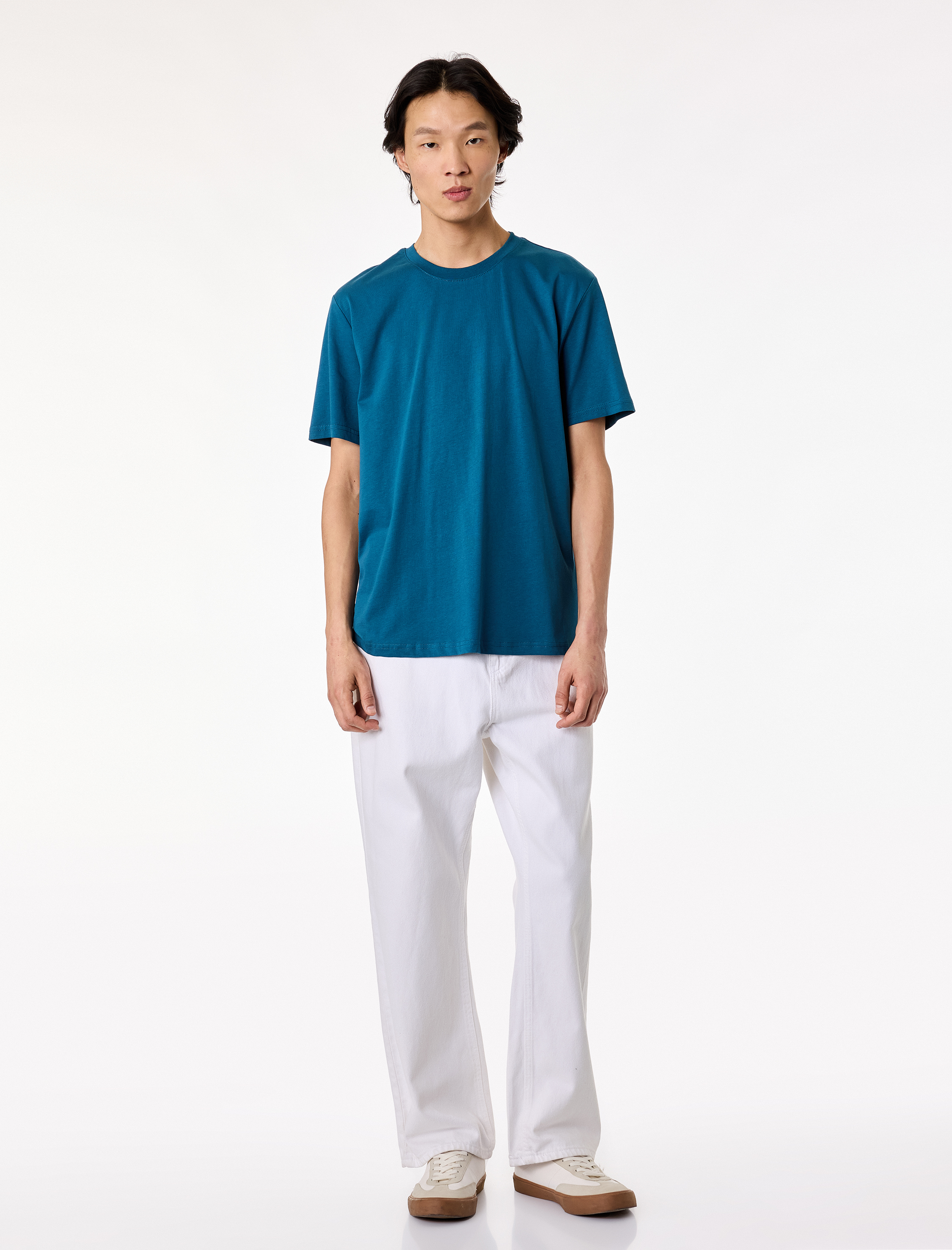   Regular Fit Kısa Kollu Bisiklet Yaka Pamuklu Basic Tişört