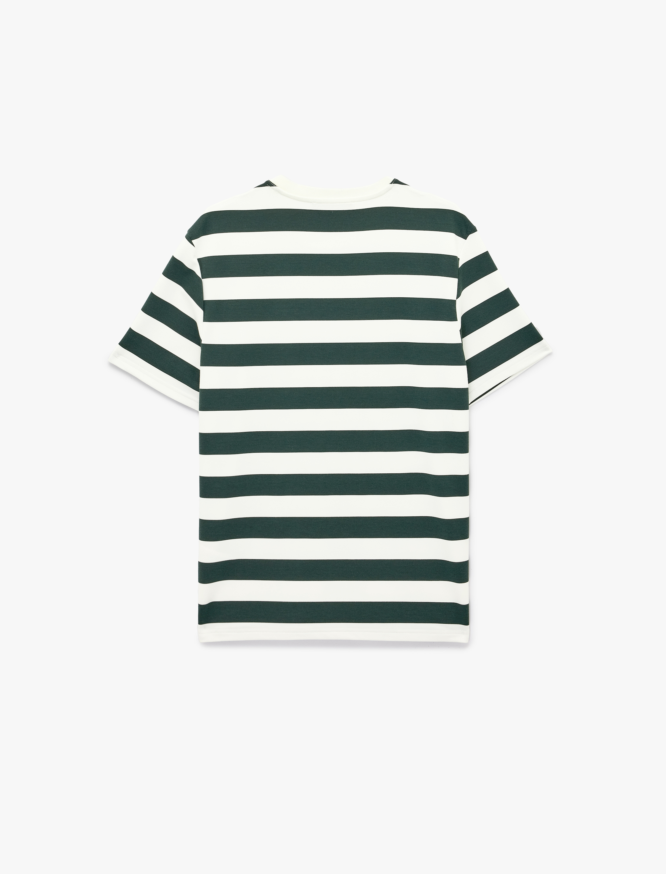   Regular Fit Viskon Karışımlı Kısa Kollu Bisiklet Yaka Çizgili Tişört