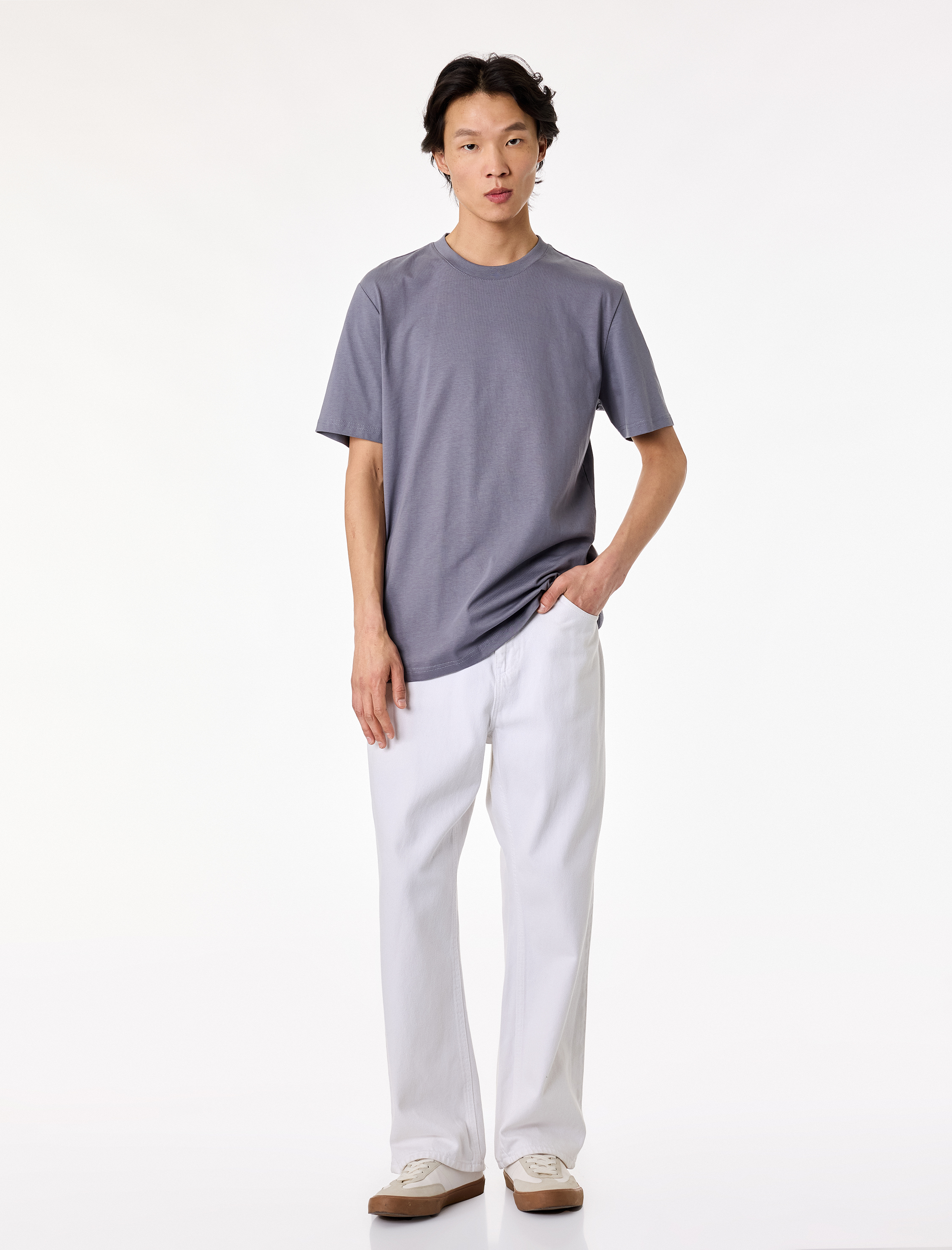   Regular Fit Bisiklet Yaka Pamuklu Basic Kısa Kollu Tişört