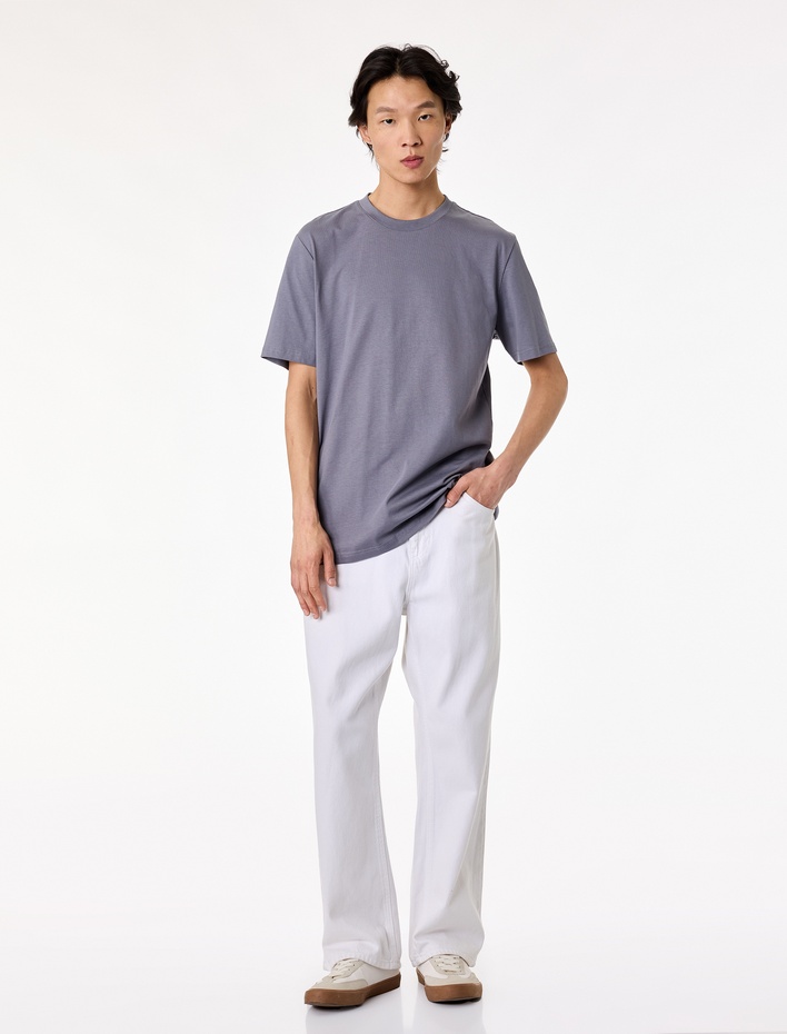  Regular Fit Bisiklet Yaka Pamuklu Basic Kısa Kollu Tişört