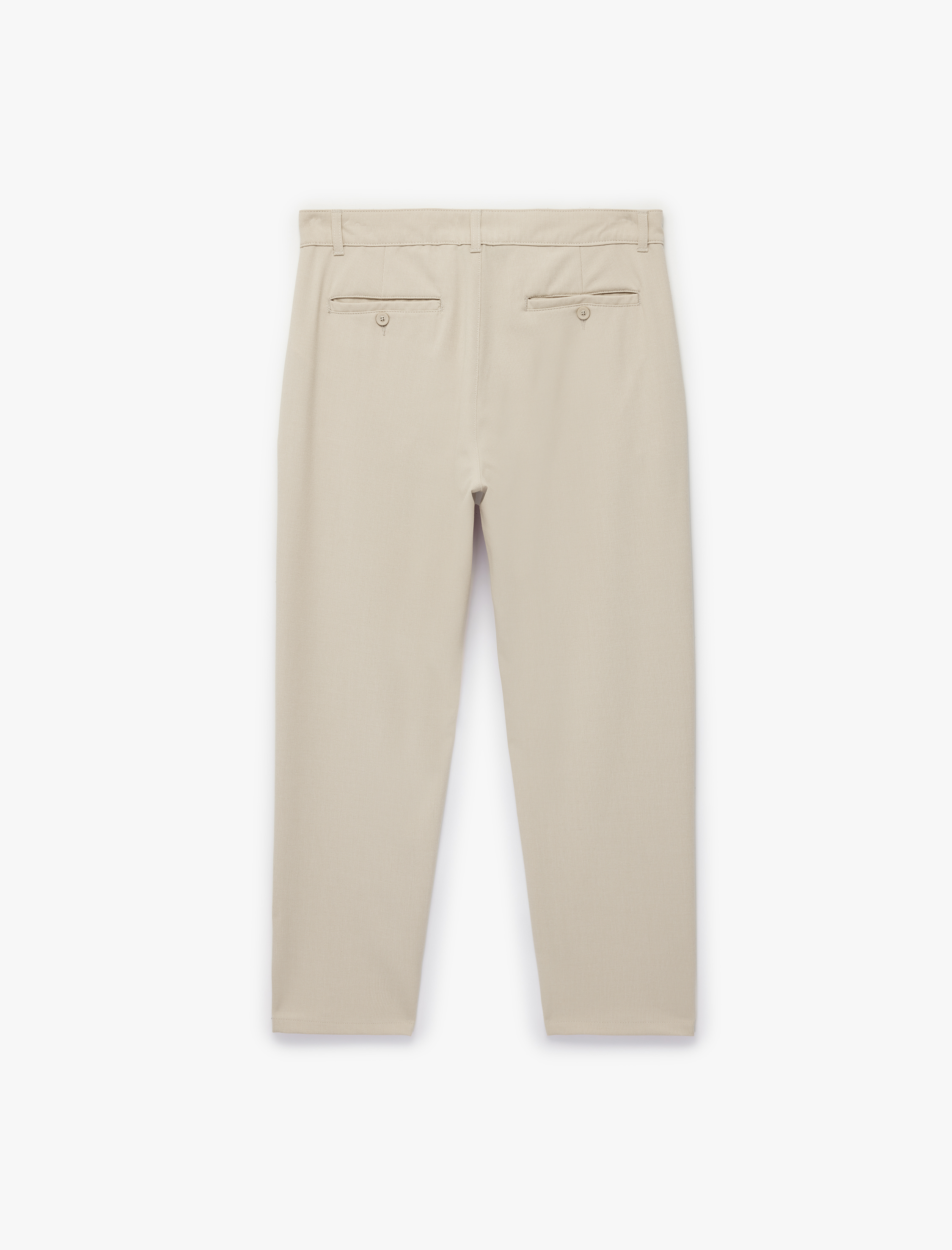   Regular Fit Düğmeli Cepli Viskon Karışımlı Kumaş Pantolon