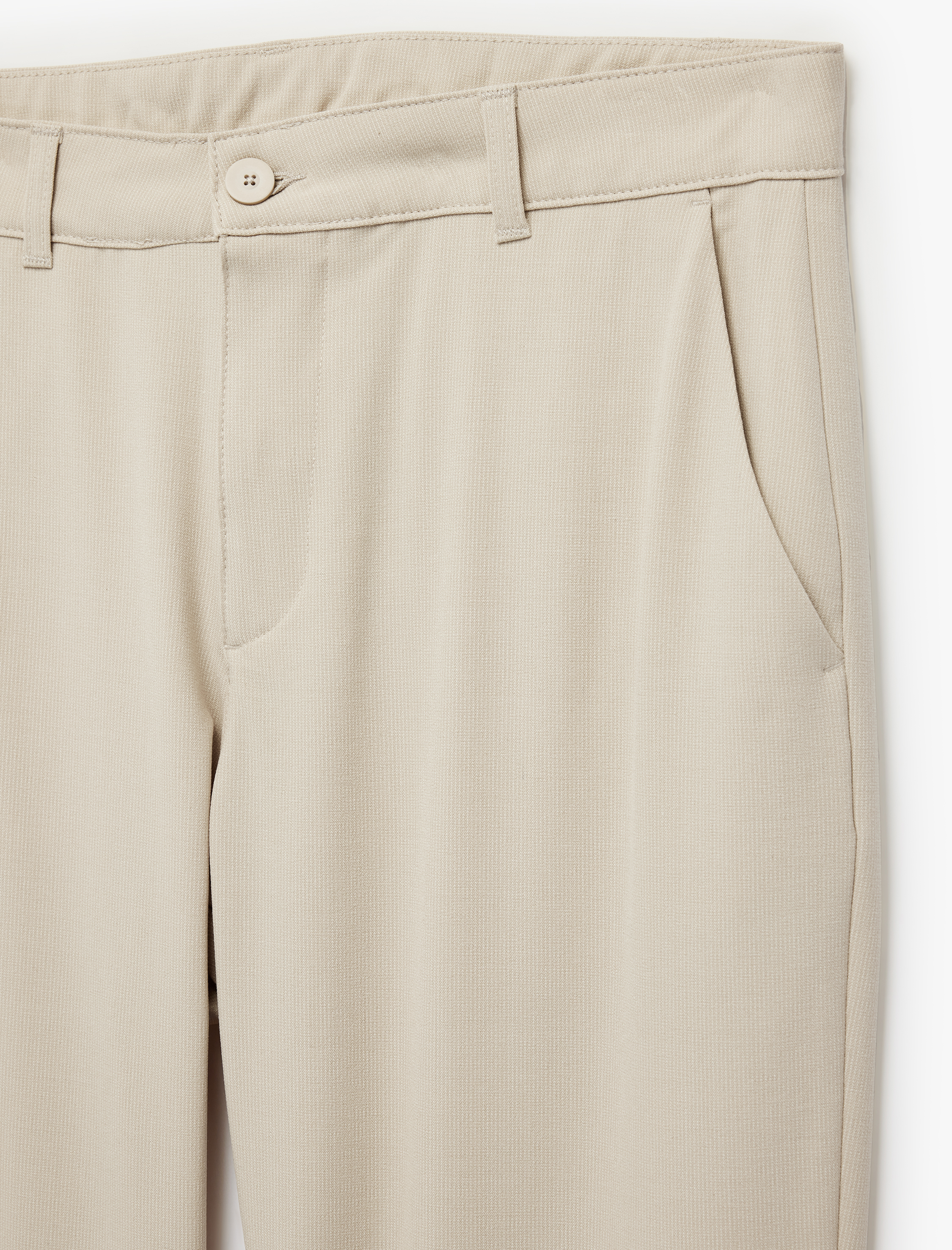   Regular Fit Düğmeli Cepli Viskon Karışımlı Kumaş Pantolon