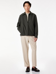 Regular Fit Düğmeli Cepli Viskon Karışımlı Kumaş Pantolon