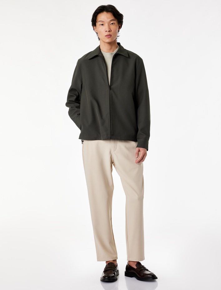  Regular Fit Düğmeli Cepli Viskon Karışımlı Kumaş Pantolon