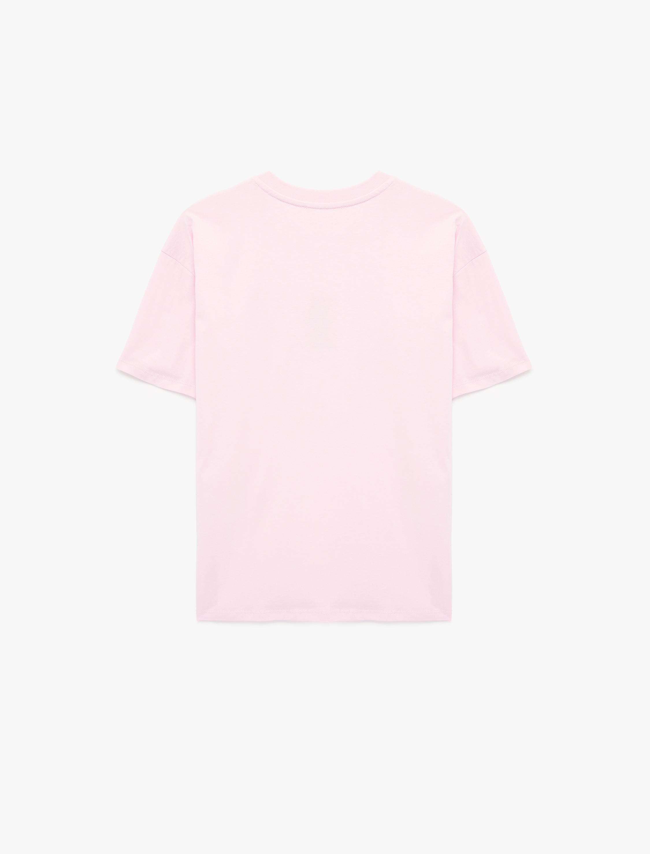   Rahat Kalıp Kısa Kollu Baskılı Pamuklu Bisiklet Yaka Ayıcıklı Tişört