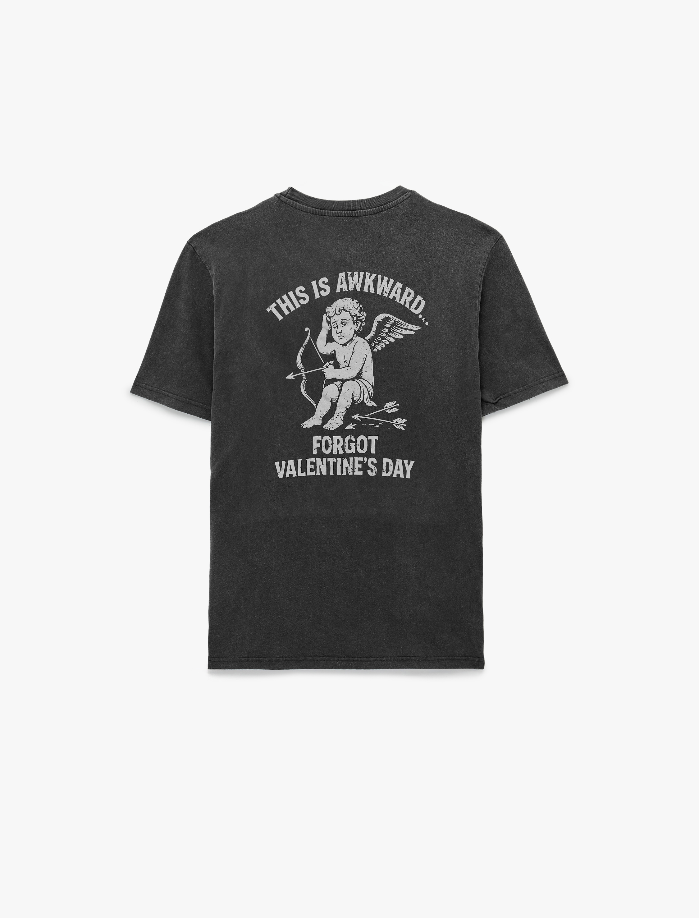   Regular Fit Kısa Kollu Bisiklet Yaka Yıkamalı Pamuklu Arkası Baskılı Tişört