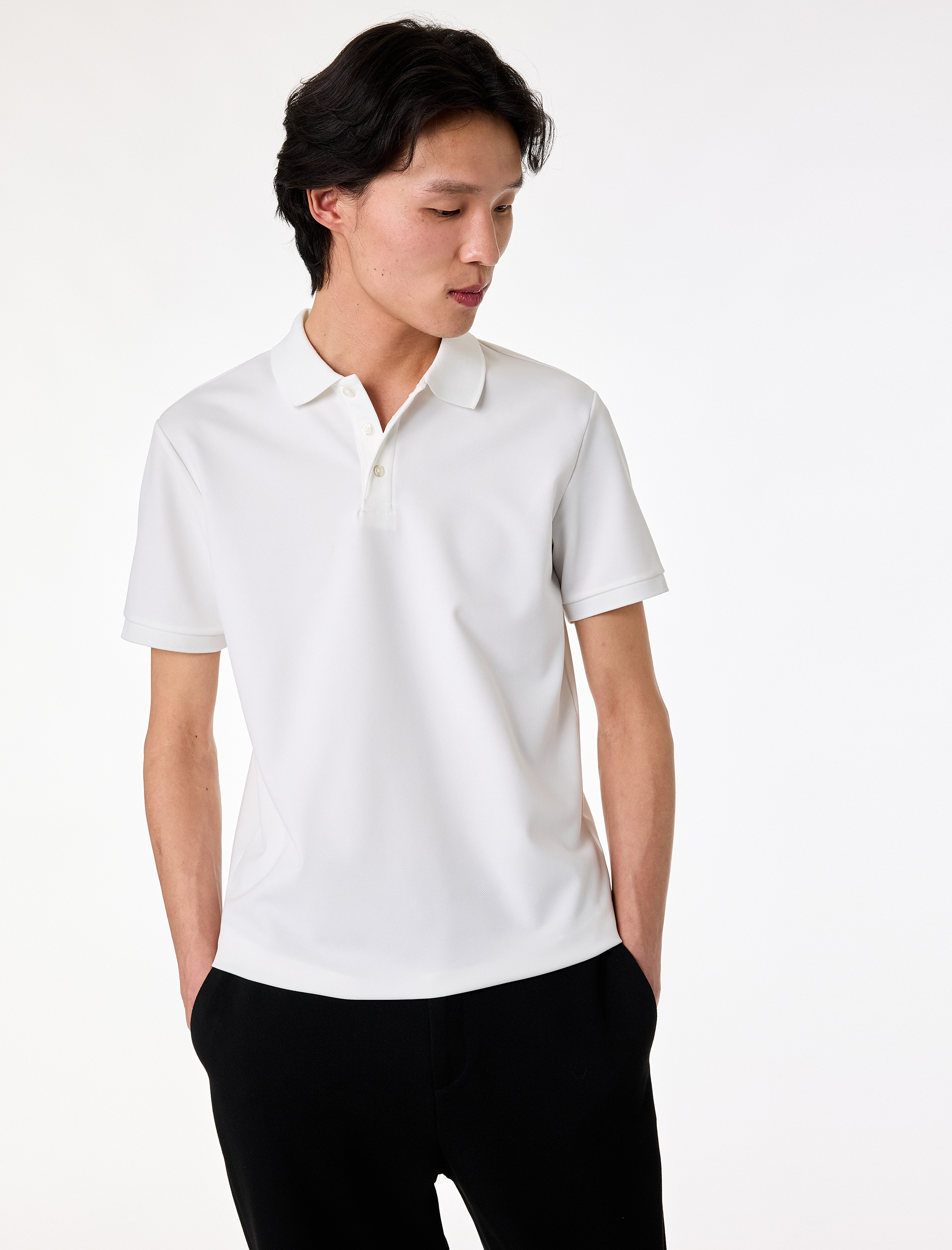   Kısa Kollu Düğmeli Polo Yaka Slim Fit Tişört