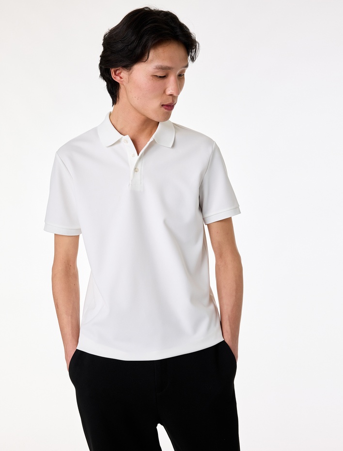  Kısa Kollu Düğmeli Polo Yaka Slim Fit Tişört