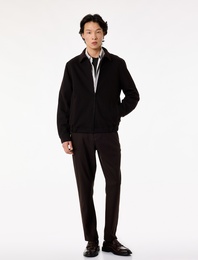 Uzun Kollu Viskon Karışımlı Cepli Gömlek Yaka Fermuarlı Ceket