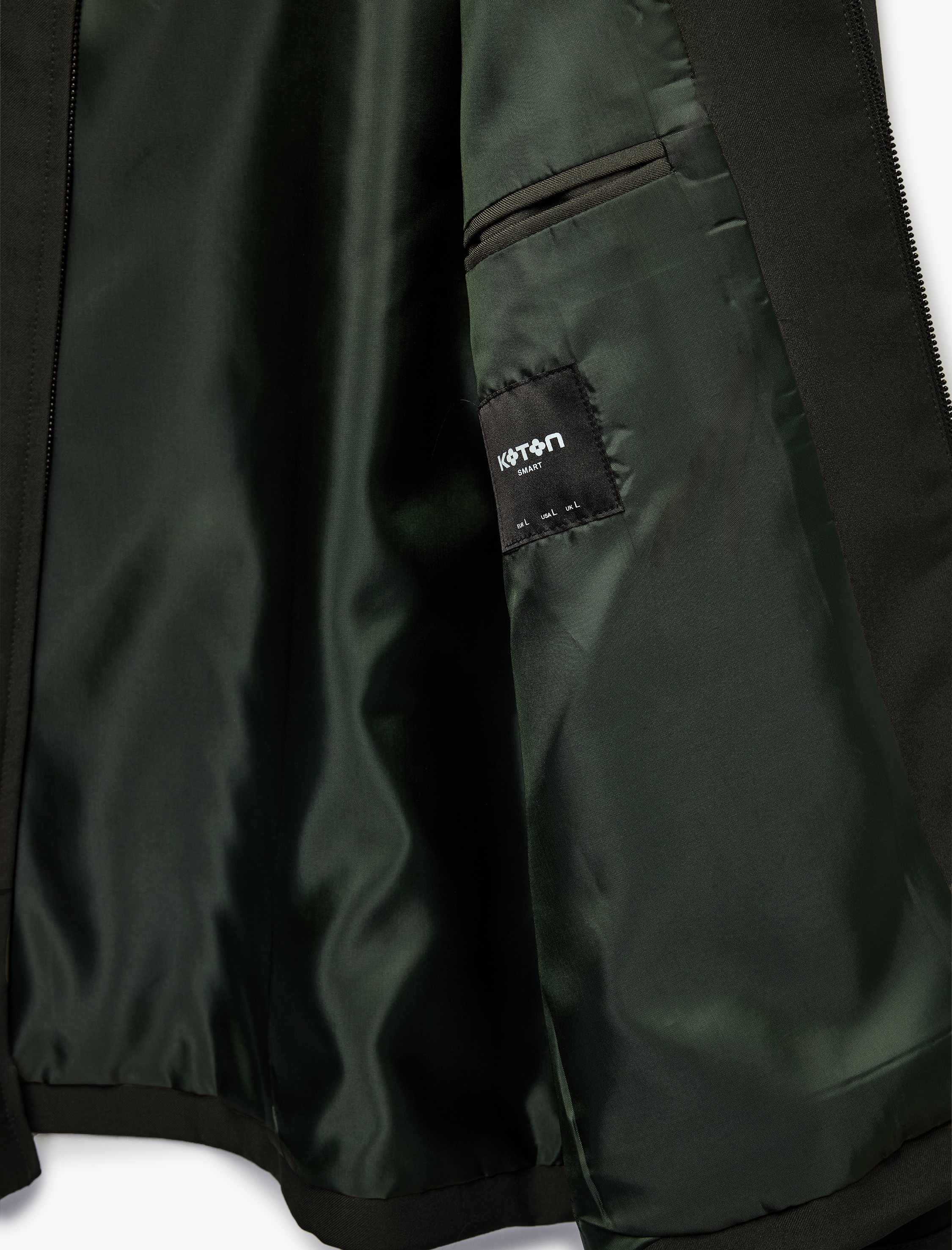   Regular Fit Uzun Kollu Cepli Gömlek Yaka Fermuarlı Spor Ceket