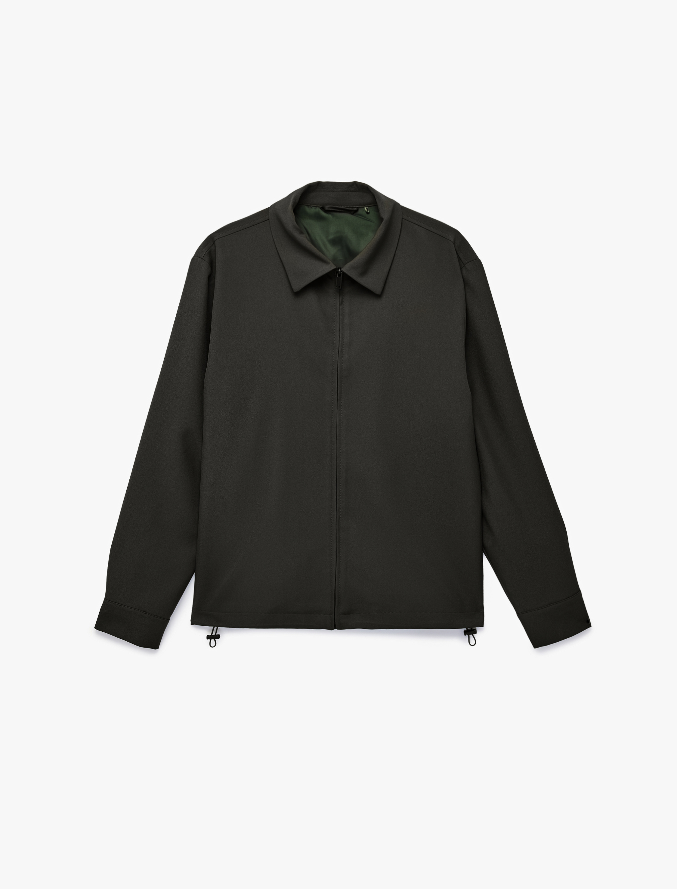   Regular Fit Uzun Kollu Cepli Gömlek Yaka Fermuarlı Spor Ceket