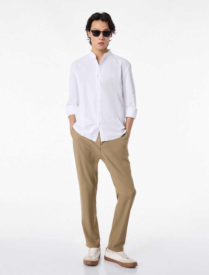  Regular Fit Uzun Kollu Pamuklu Hakim Yaka Gömlek