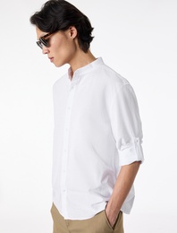 Regular Fit Uzun Kollu Pamuklu Hakim Yaka Gömlek