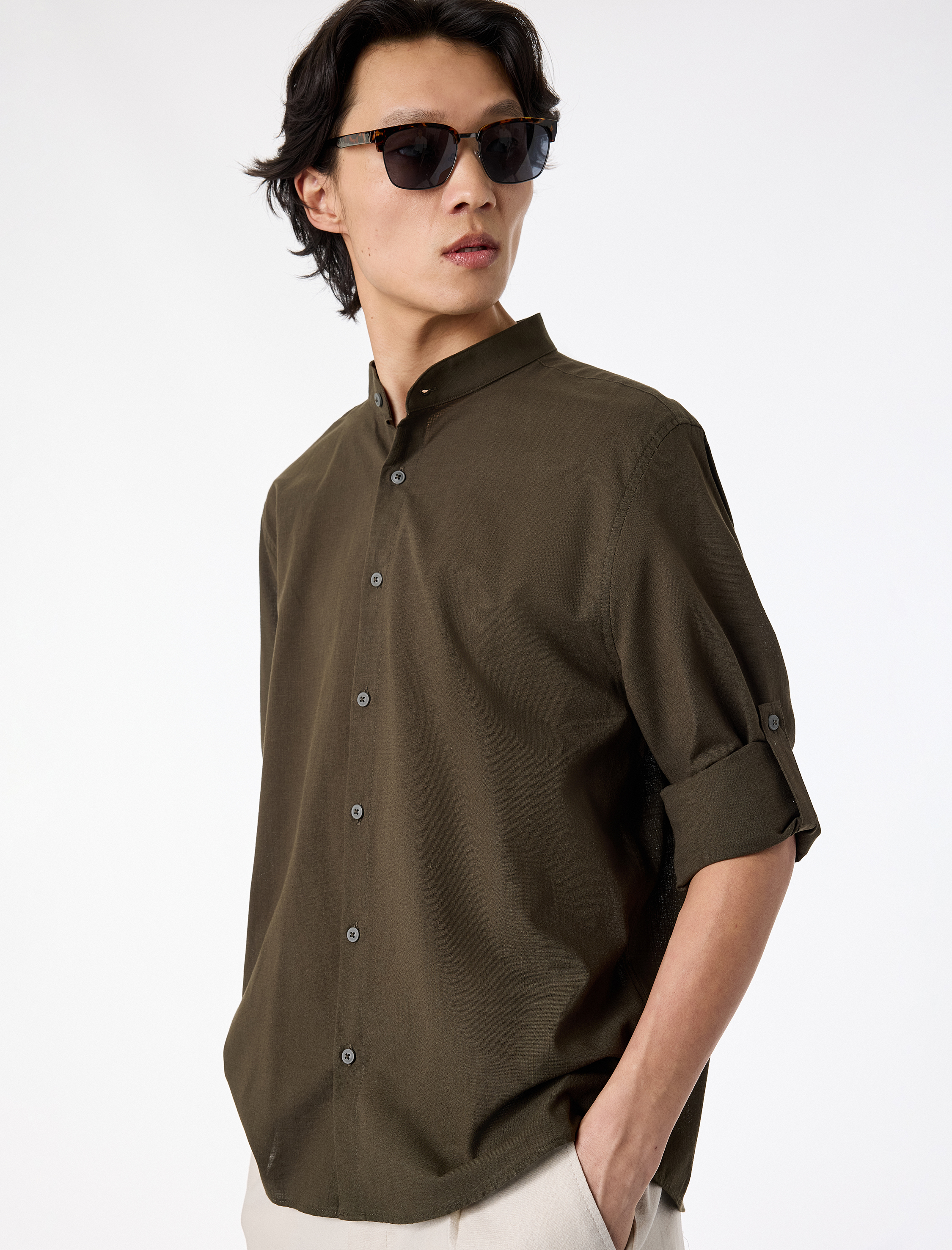   Regular Fit Uzun Kollu Pamuklu Hakim Yaka Gömlek