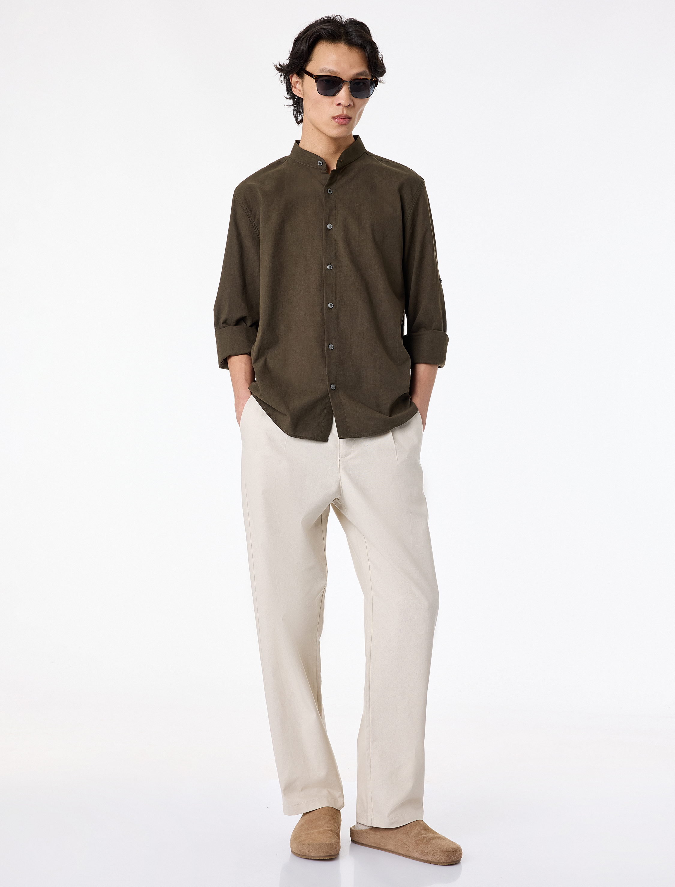   Regular Fit Uzun Kollu Pamuklu Hakim Yaka Gömlek