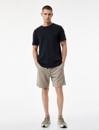 Straight Fit Cepli Bermuda Spor Şort