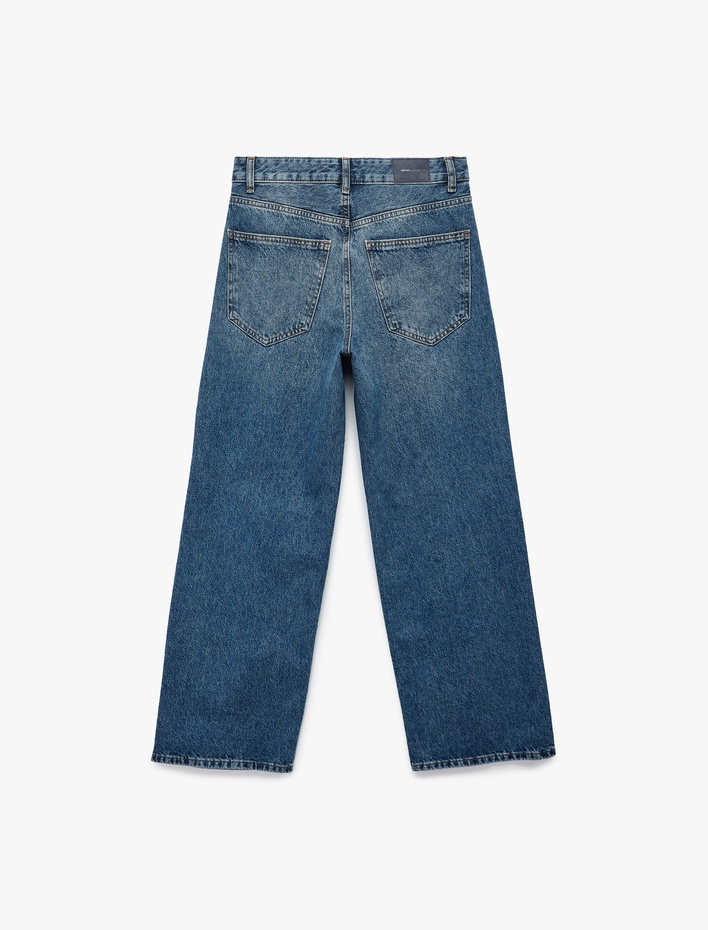  Rahat Kalıp Pamuklu Geniş Paça Baggy Denim Pantolon -  Baggy Jean